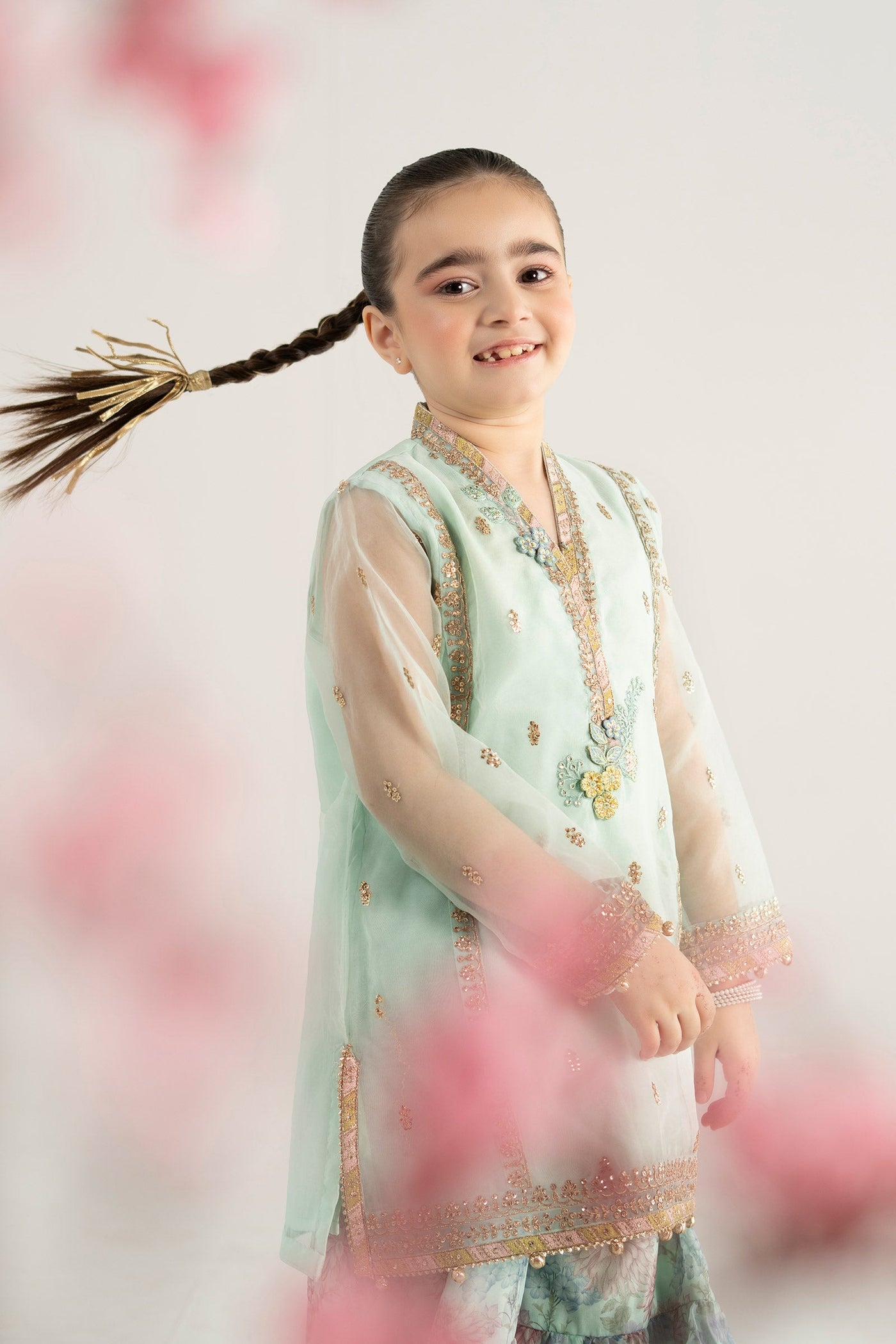 3 Piece Embroidered Poly Organza Suit | MKS-EA25-43