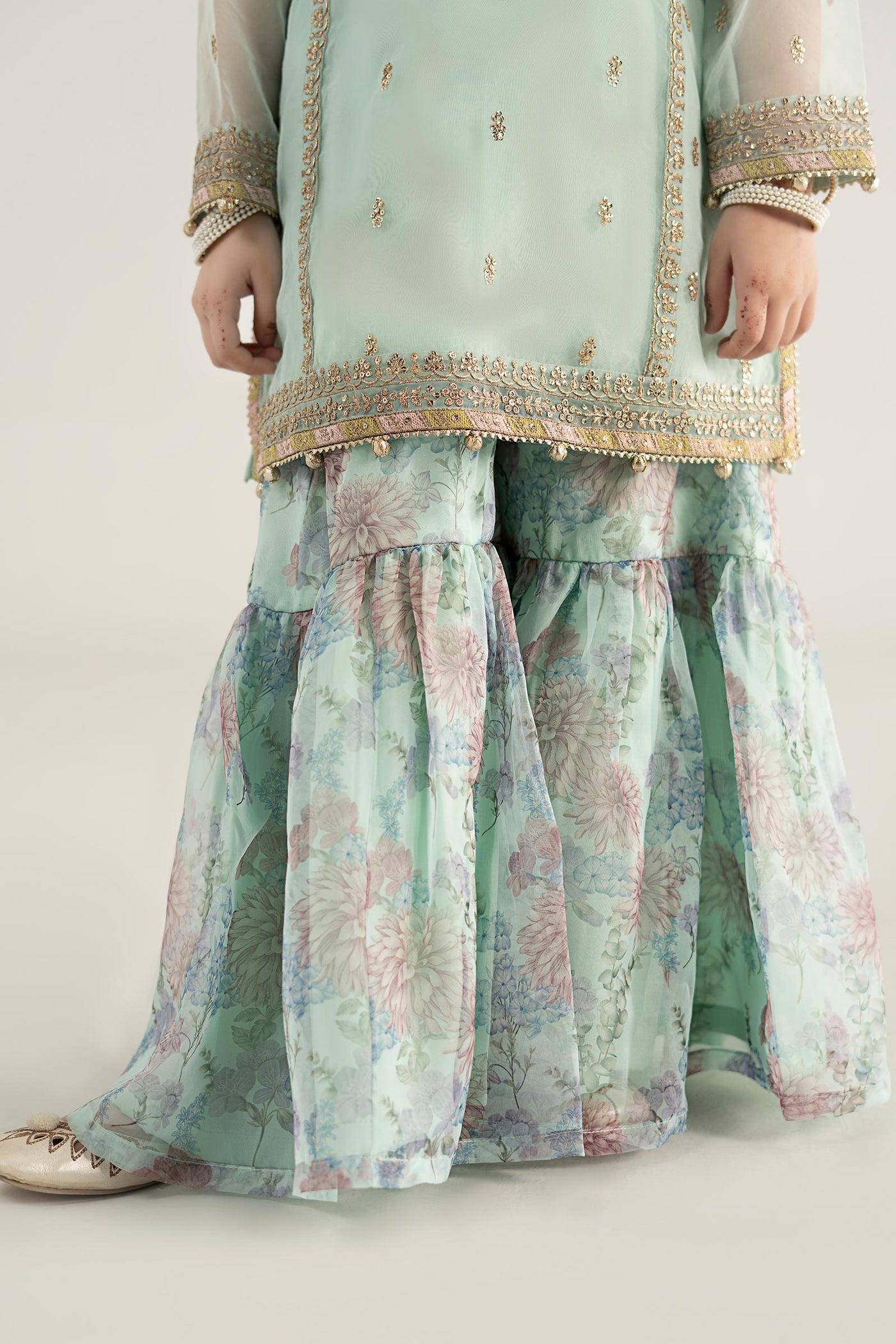 3 Piece Embroidered Poly Organza Suit | MKS-EA25-43