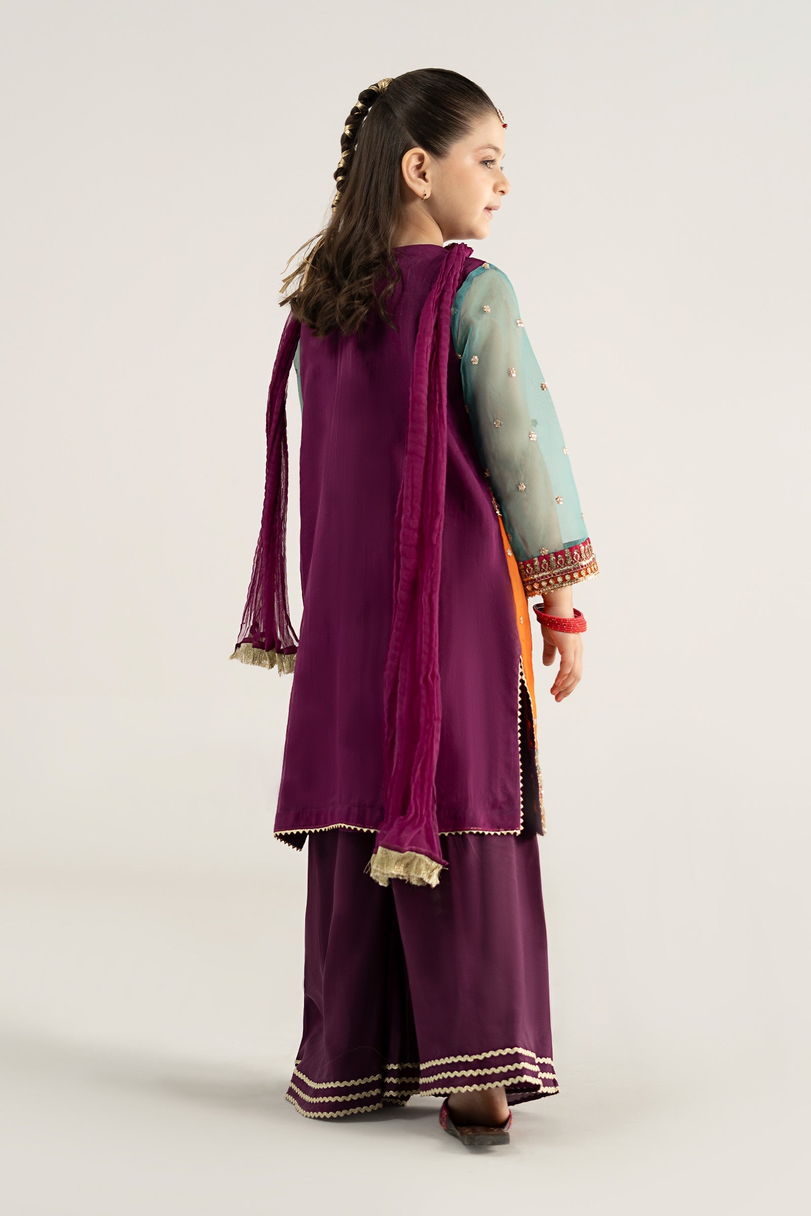 3 Piece Embroidered Poly Organza Suit