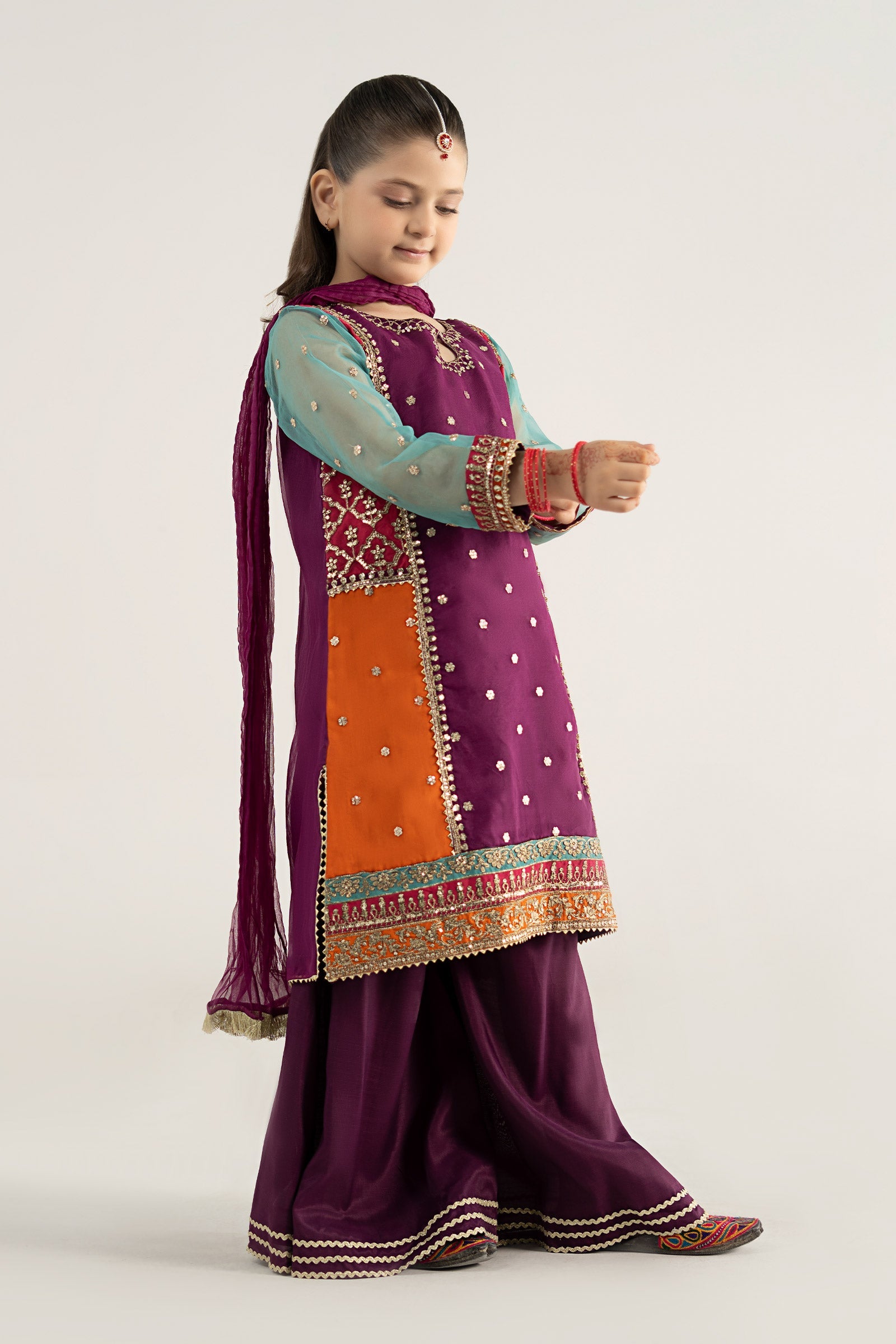 3 Piece Embroidered Poly Organza Suit