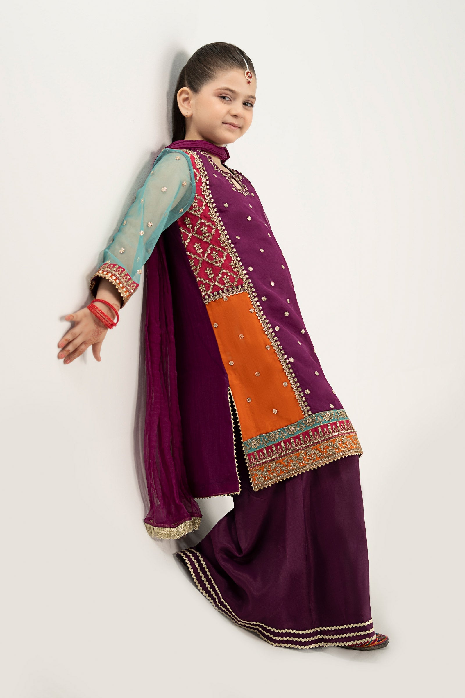 3 Piece Embroidered Poly Organza Suit