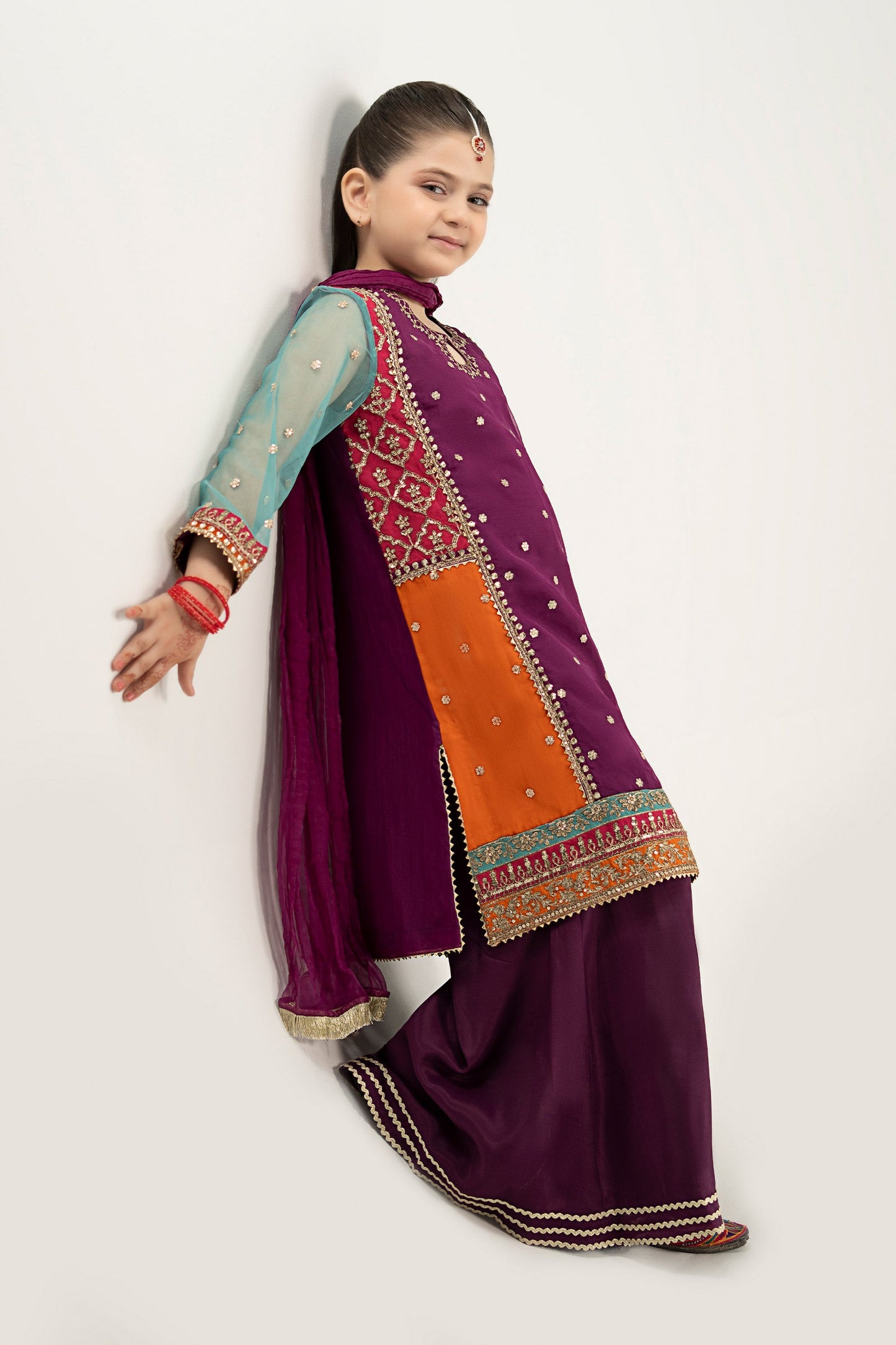 3 Piece Embroidered Poly Organza Suit