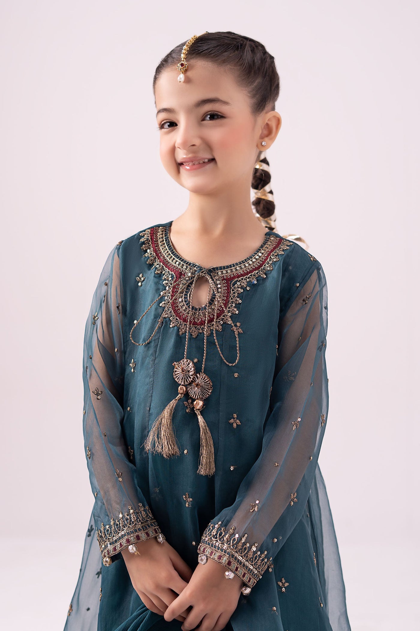 3 piece embroidered organza suit