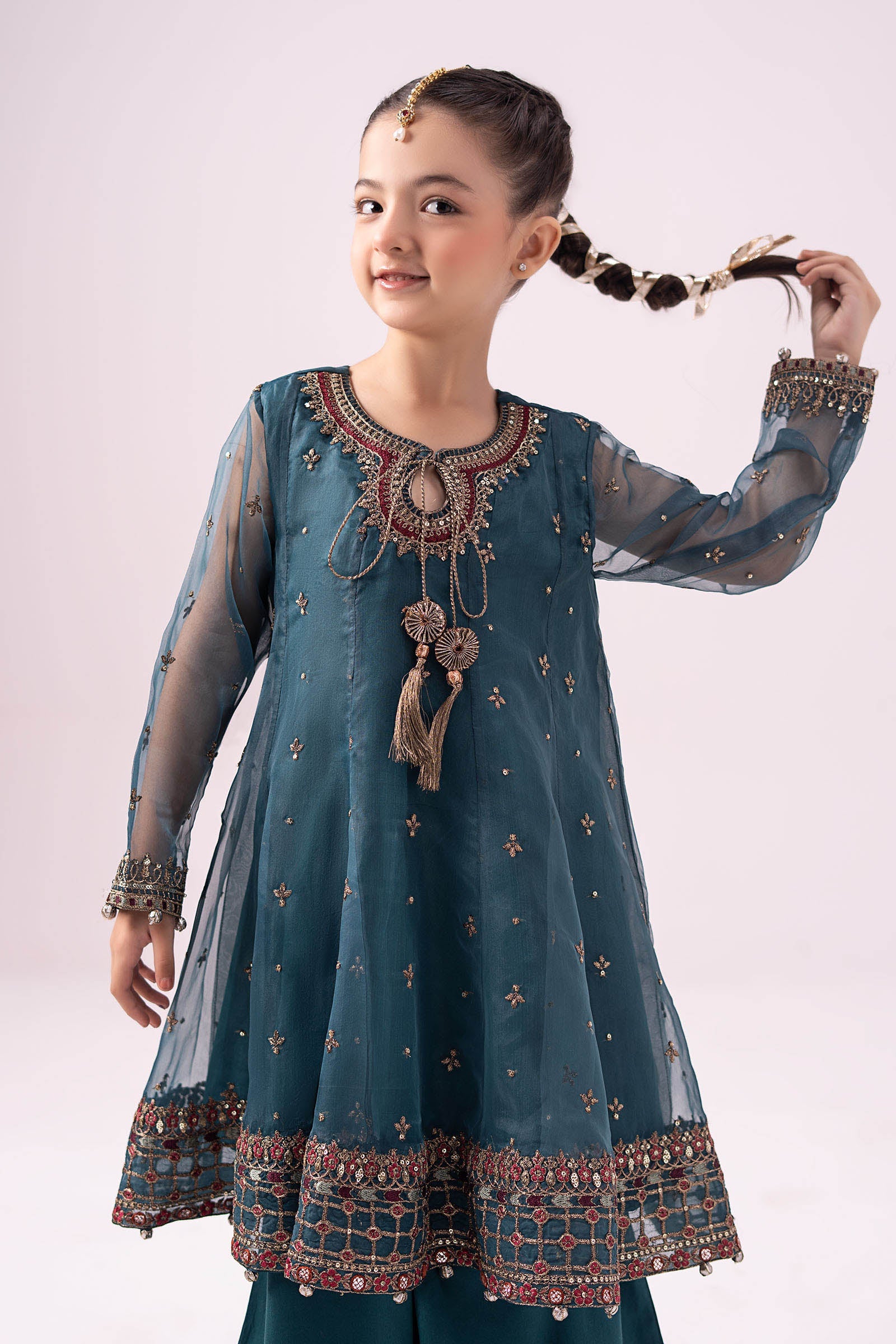 3 piece embroidered organza suit