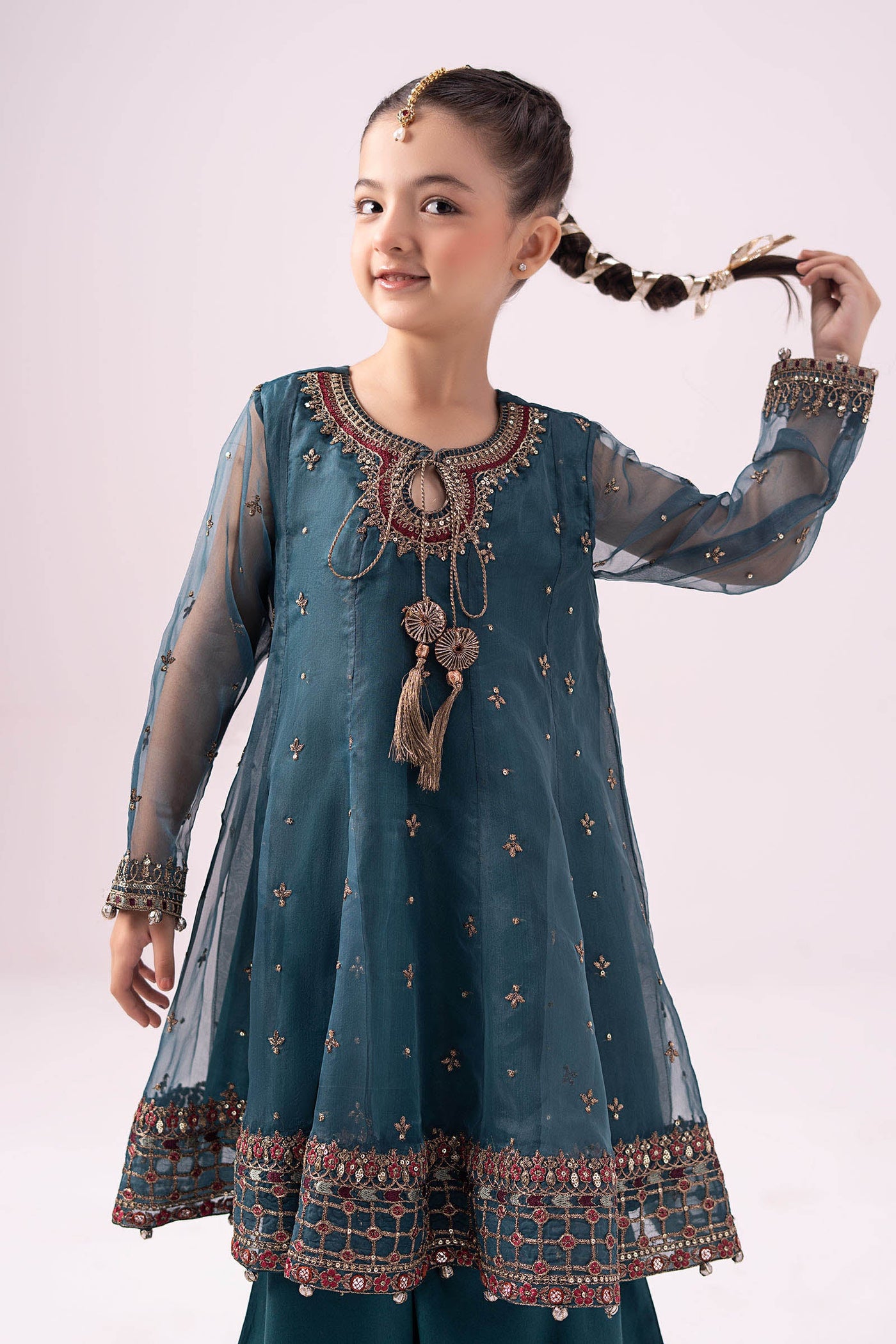 3 piece embroidered organza suit