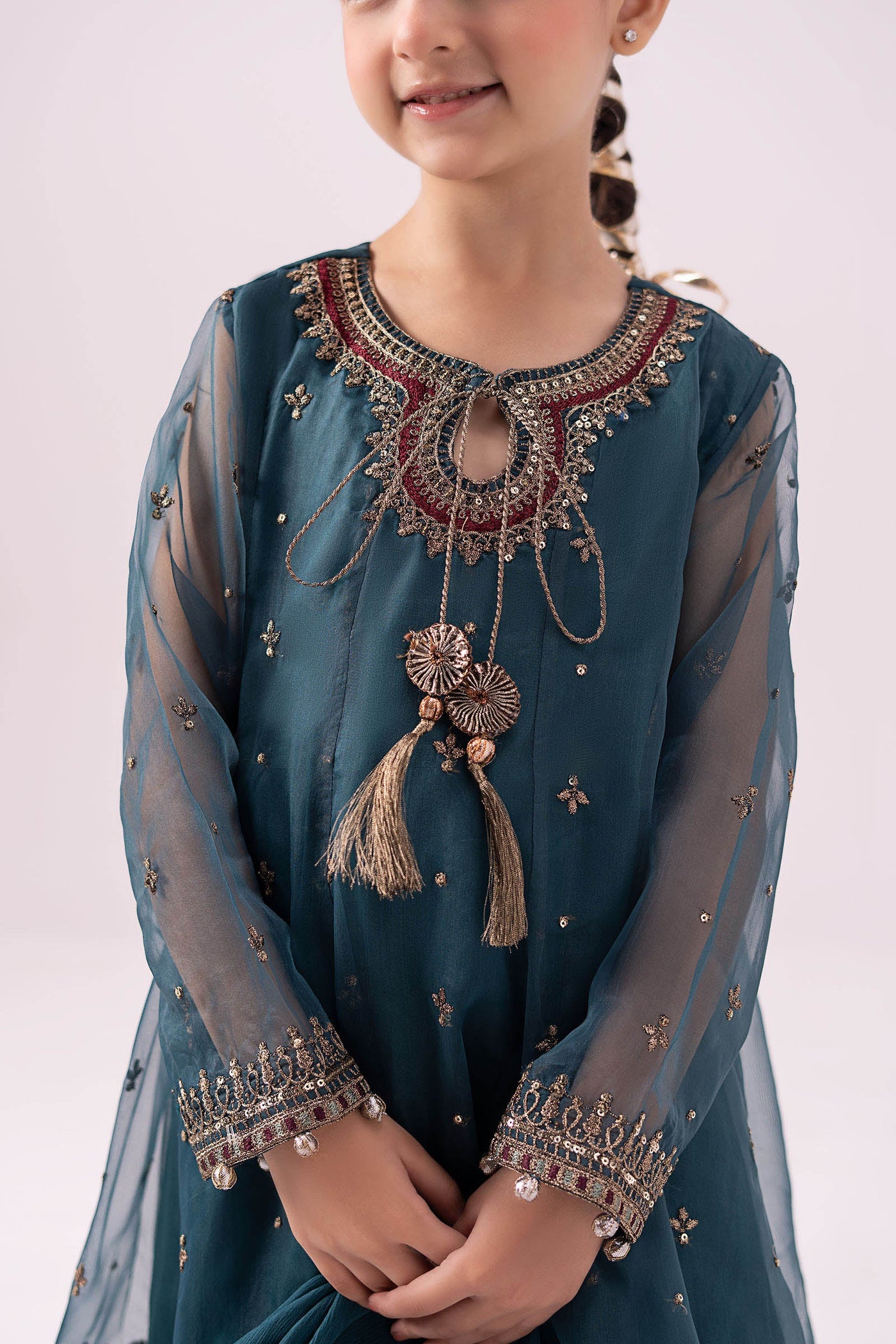 3 piece embroidered organza suit