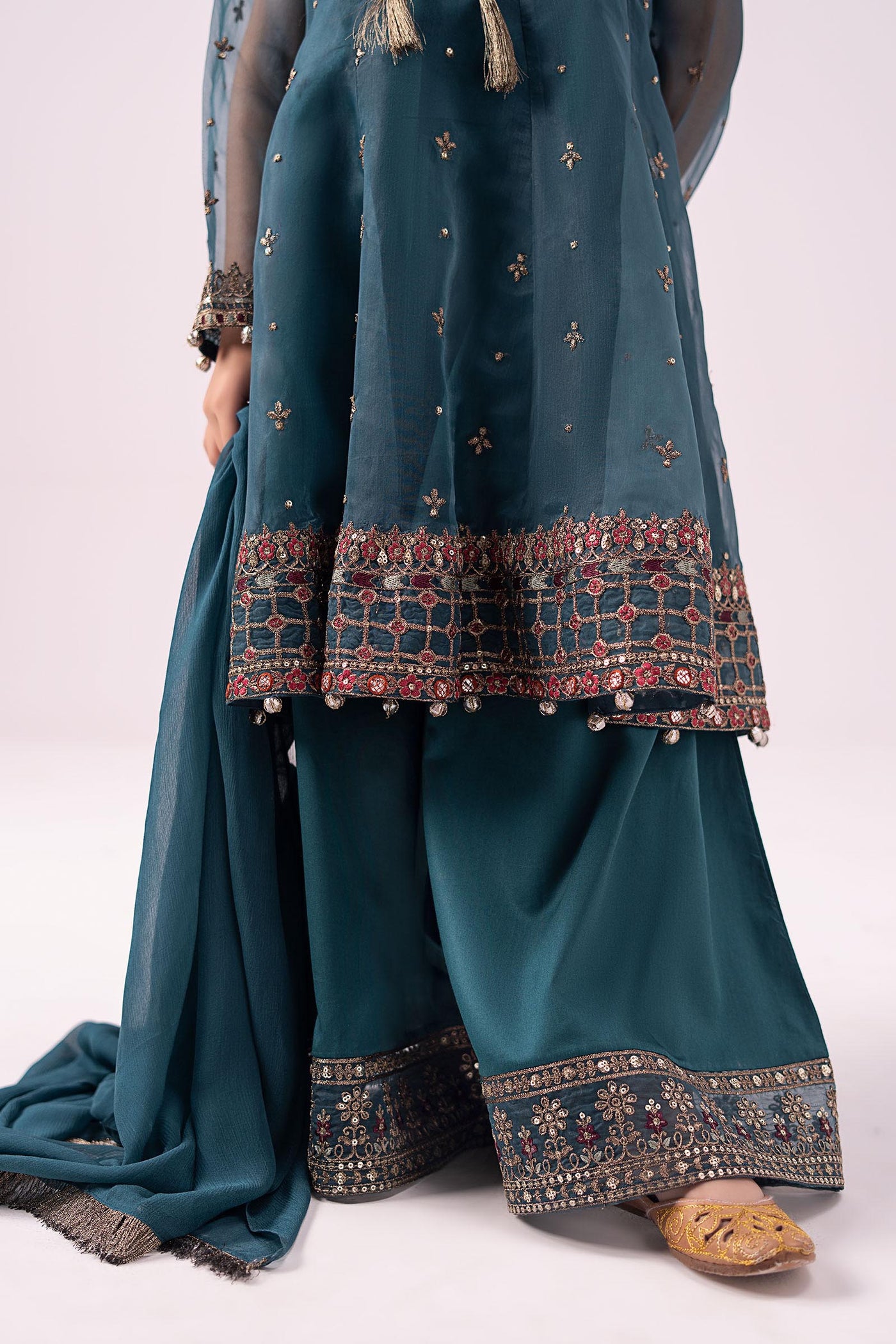 3 piece embroidered organza suit