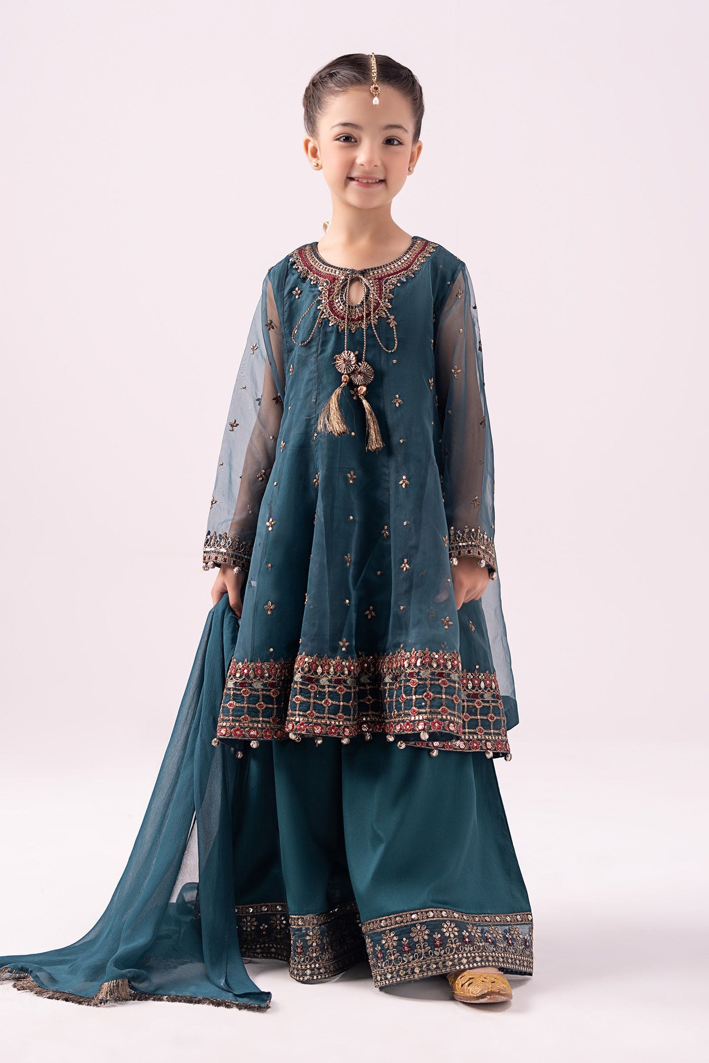 3 piece embroidered organza suit