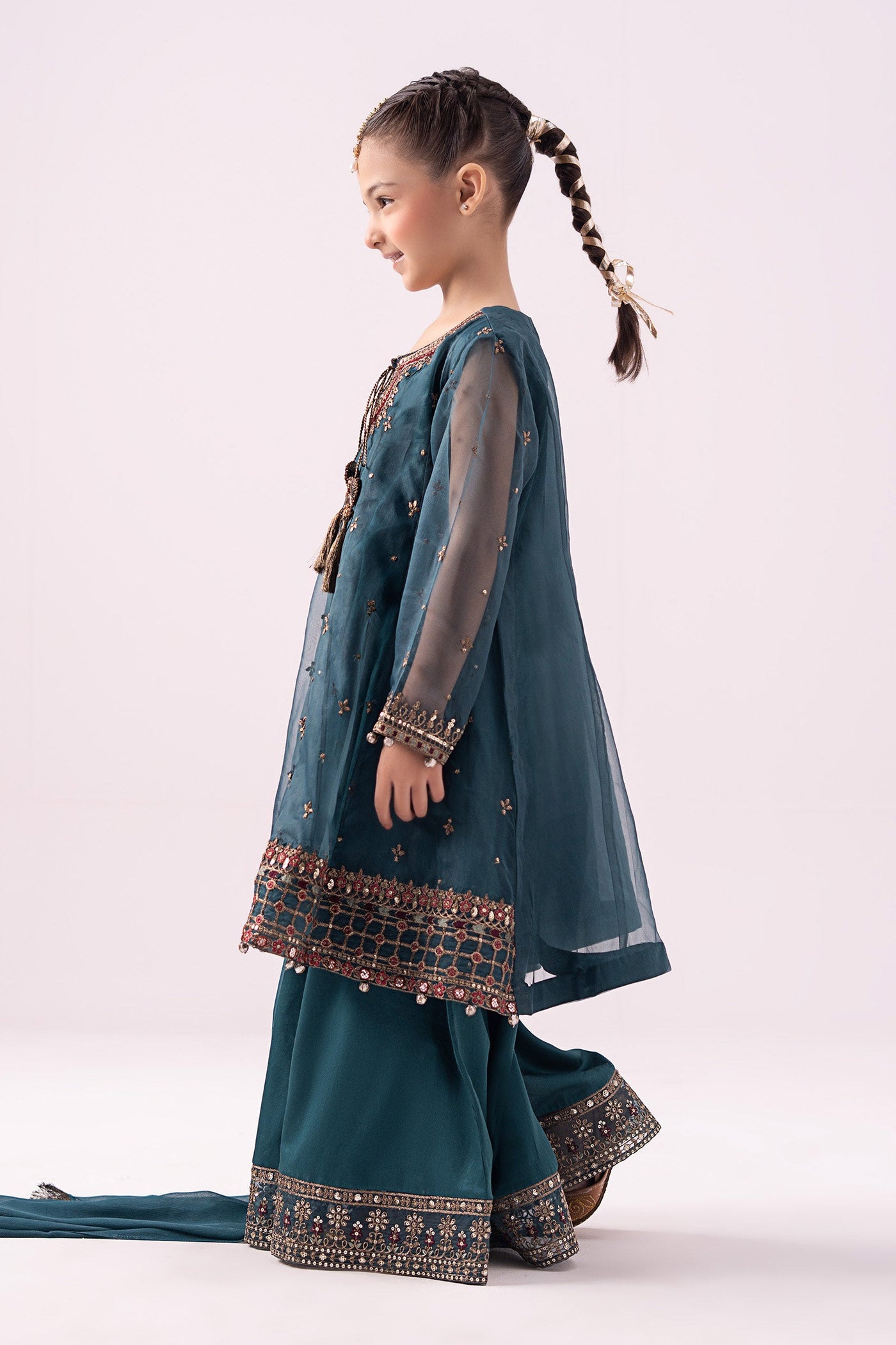 3 piece embroidered organza suit