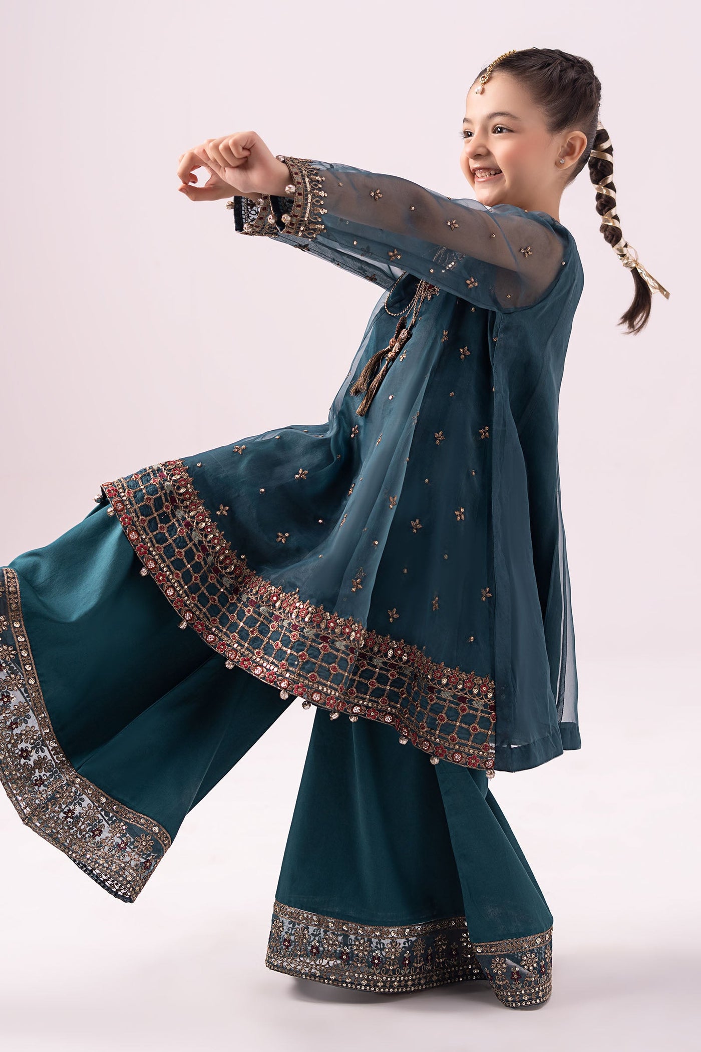 3 piece embroidered organza suit