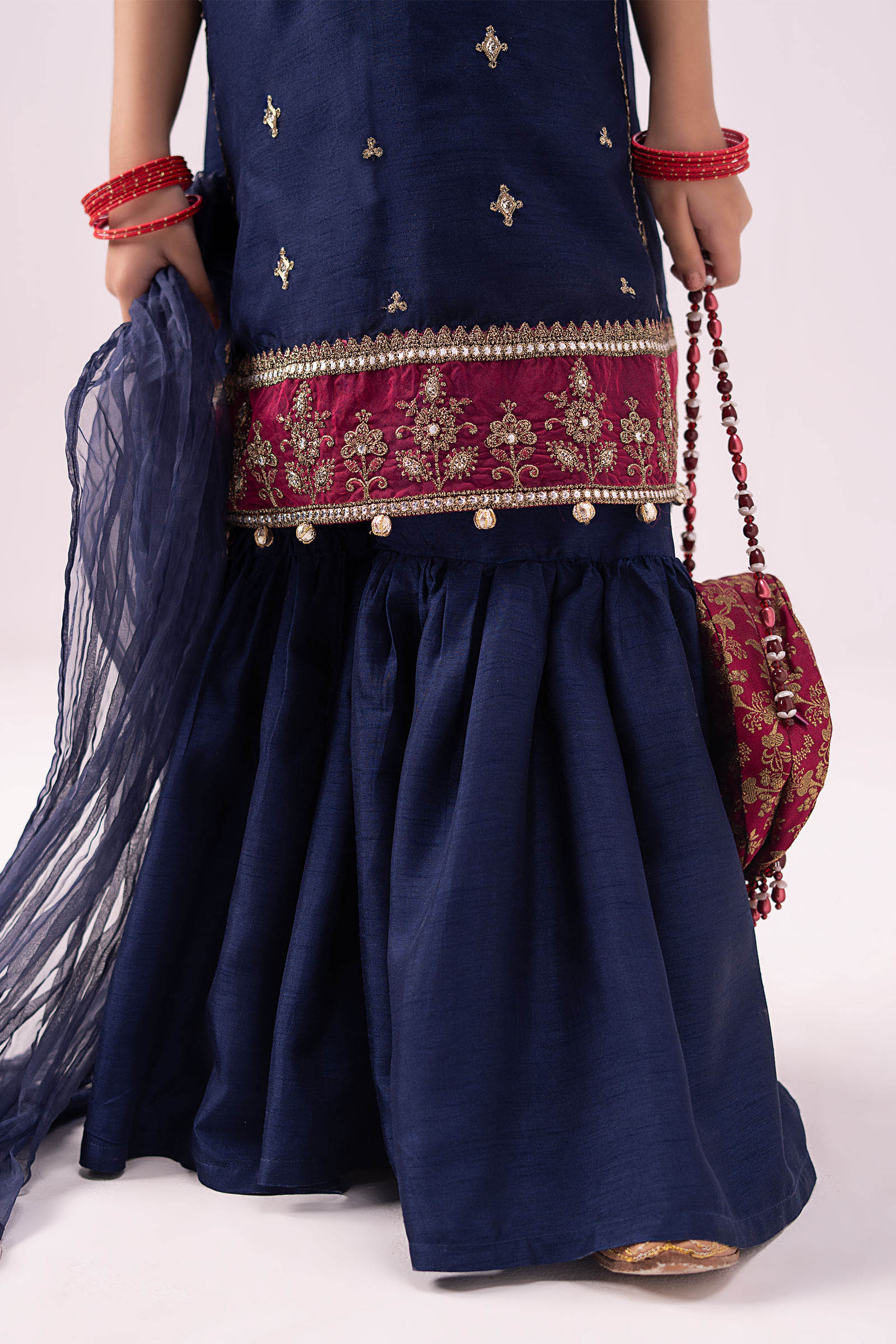 3 Piece Embroidered Raw Silk Suit