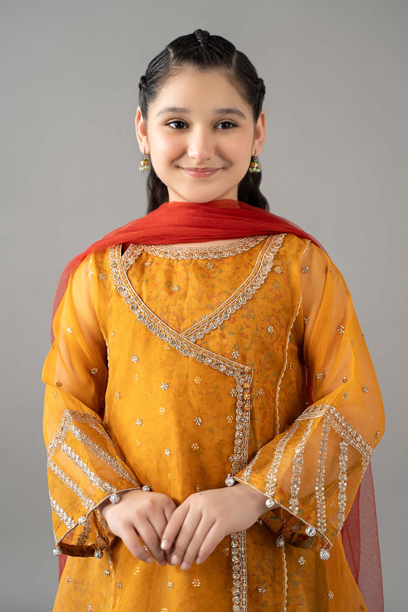 3 Piece Embroidered Poly Organza Suit