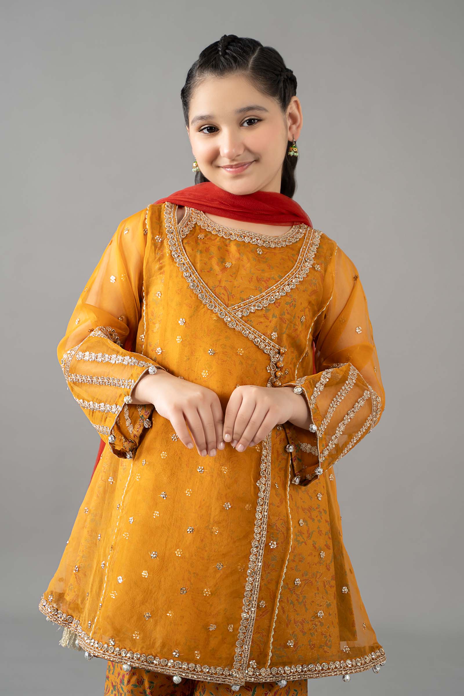 3 Piece Embroidered Poly Organza Suit