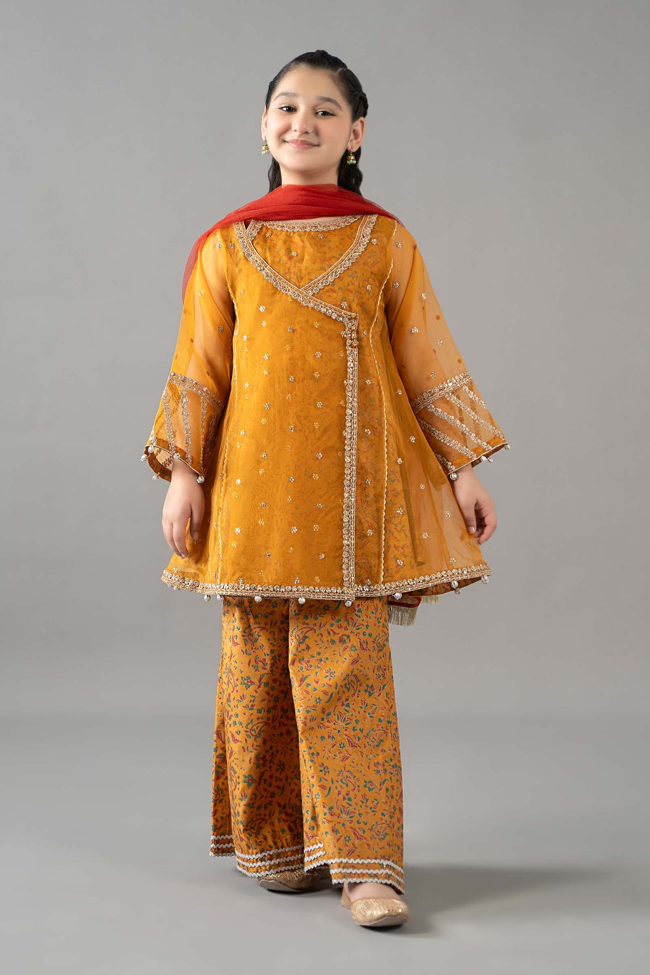 3 Piece Embroidered Poly Organza Suit