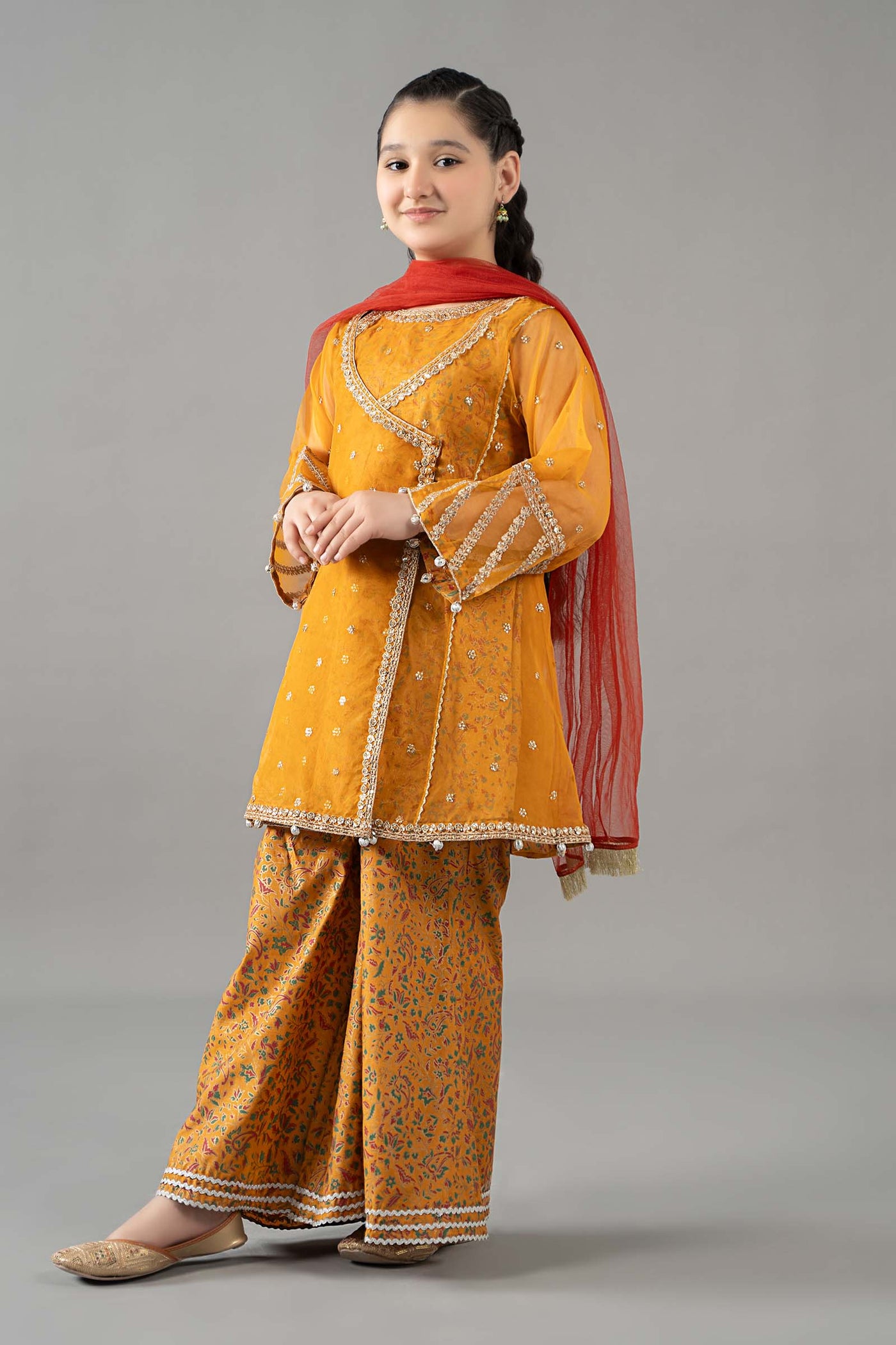 3 Piece Embroidered Poly Organza Suit