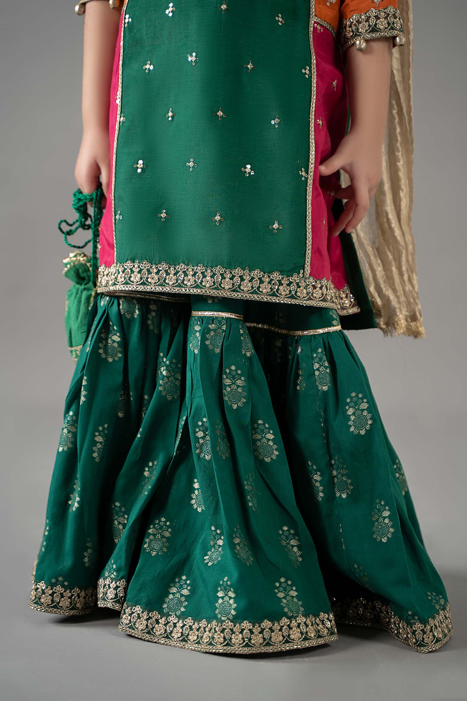 3 Piece Embroidered Raw Silk Suit