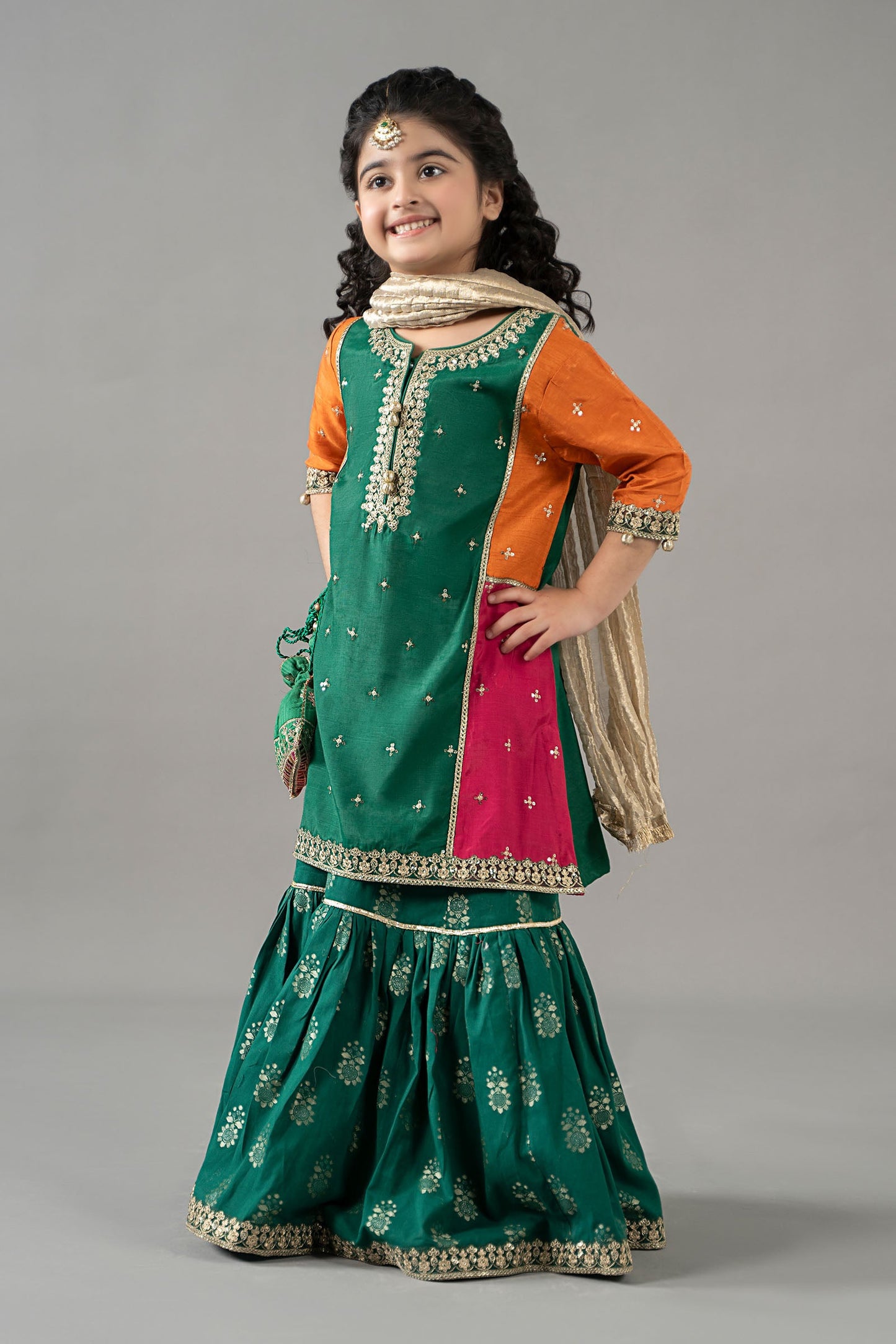 3 Piece Embroidered Raw Silk Suit
