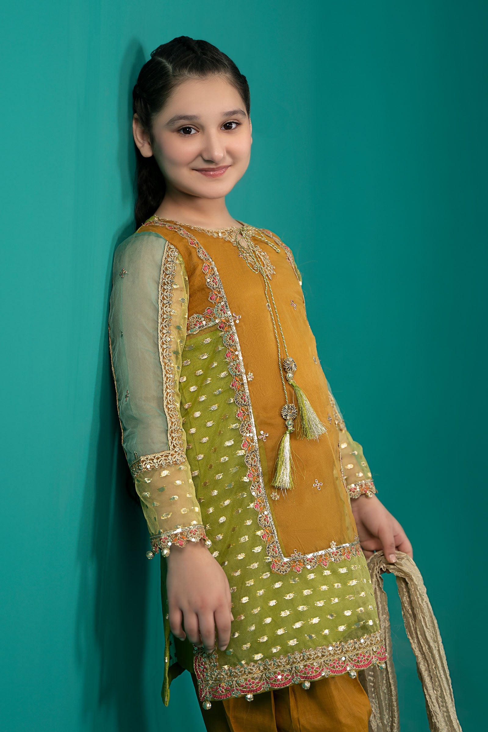 3 Piece Embroidered Organza Suit