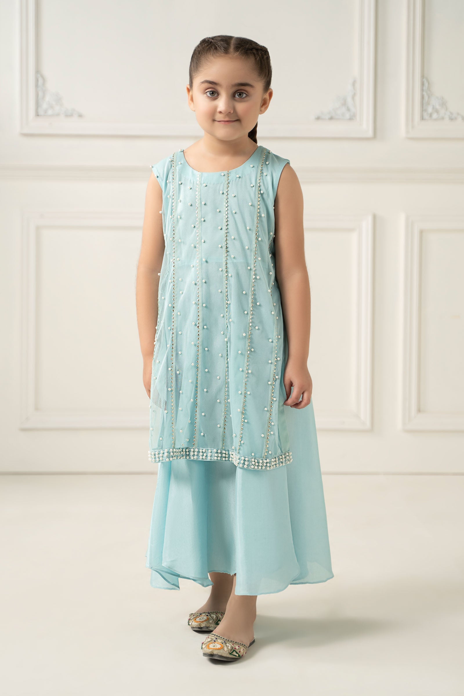 2 Piece Embroidered Polyester Net Suit