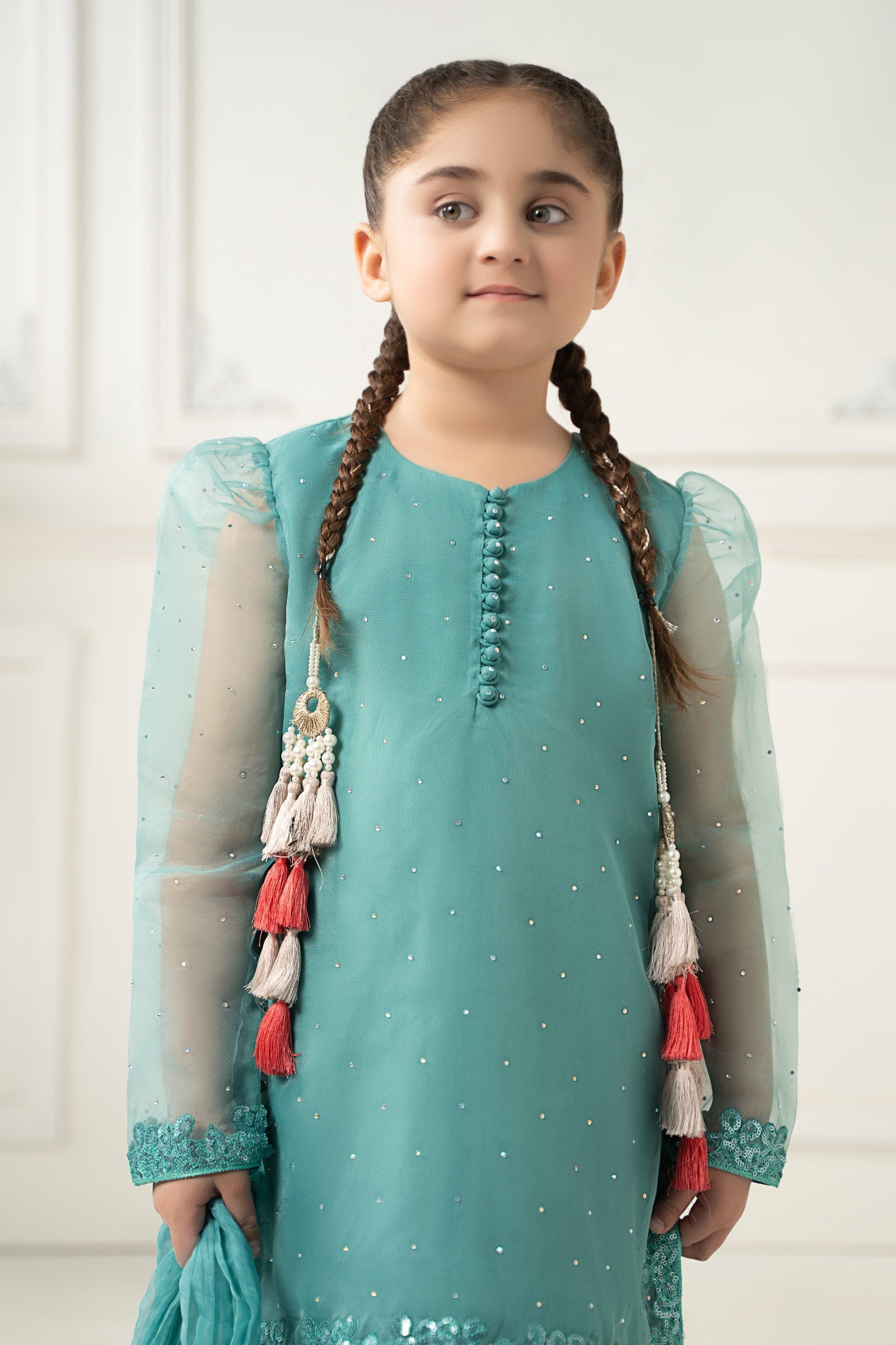 3 Piece Dyed Organza Suit