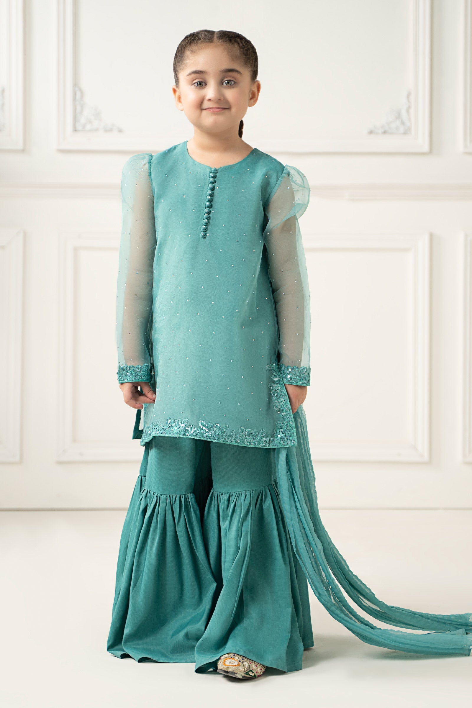 3 Piece Dyed Organza Suit