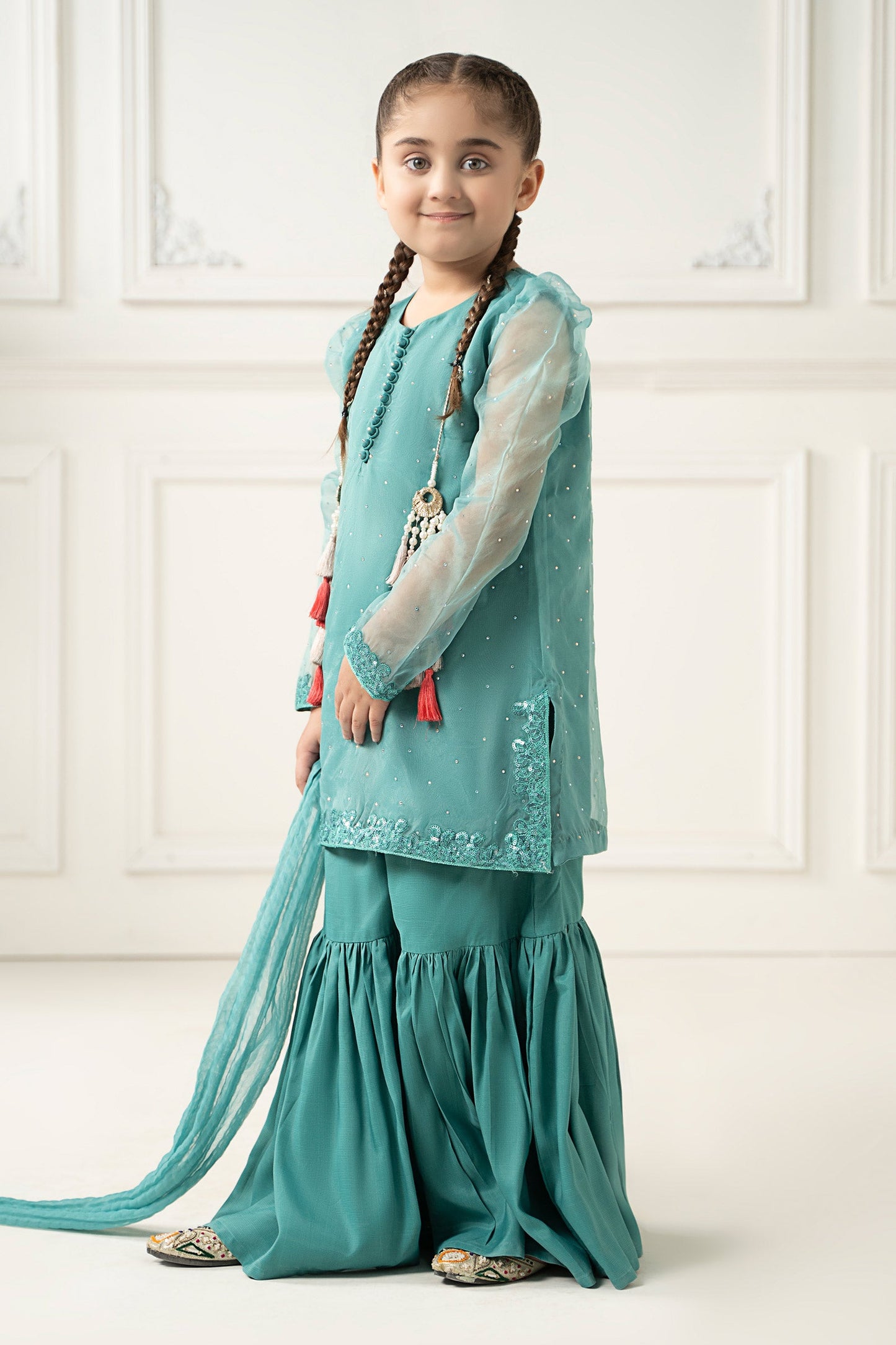 3 Piece Dyed Organza Suit