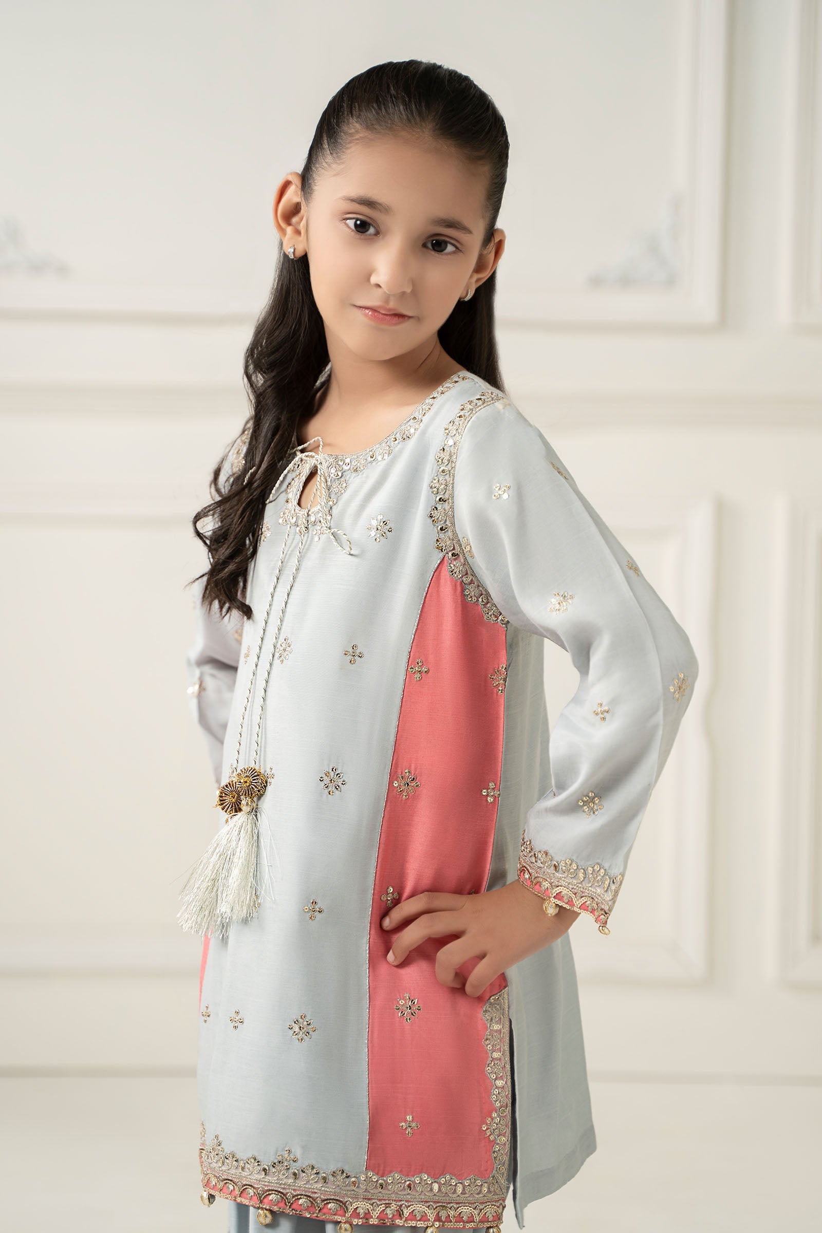 3 Piece Embroidered Polyester Net Suit