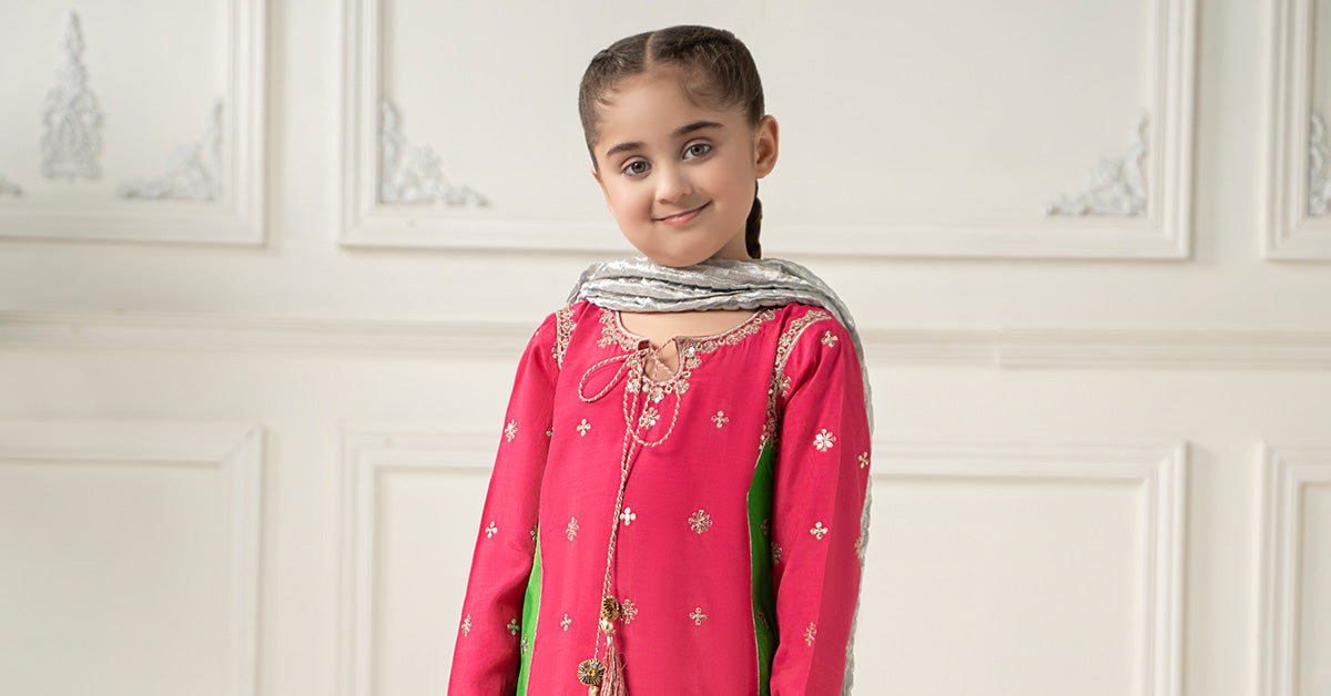 3 Piece Embroidered Polyester Net Suit