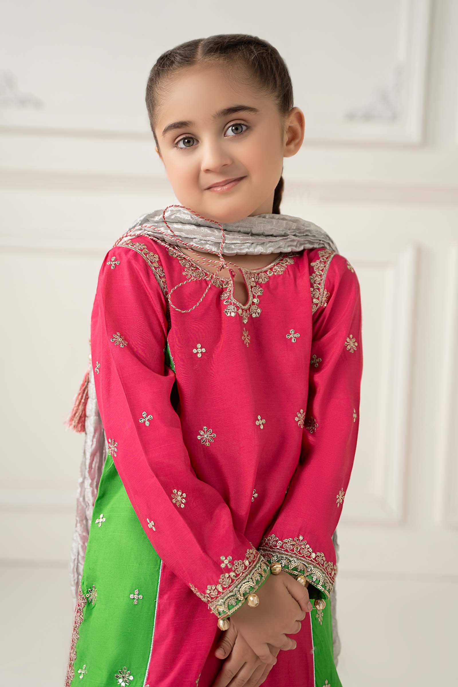 3 Piece Embroidered Polyester Net Suit