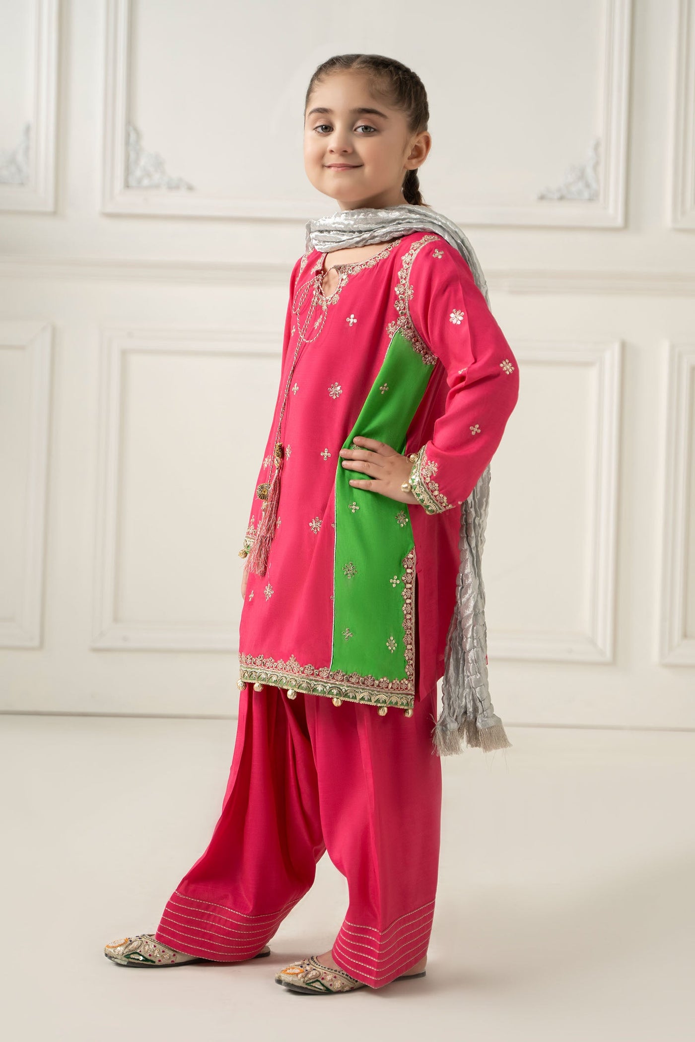 3 Piece Embroidered Polyester Net Suit | MKS-EF25-50