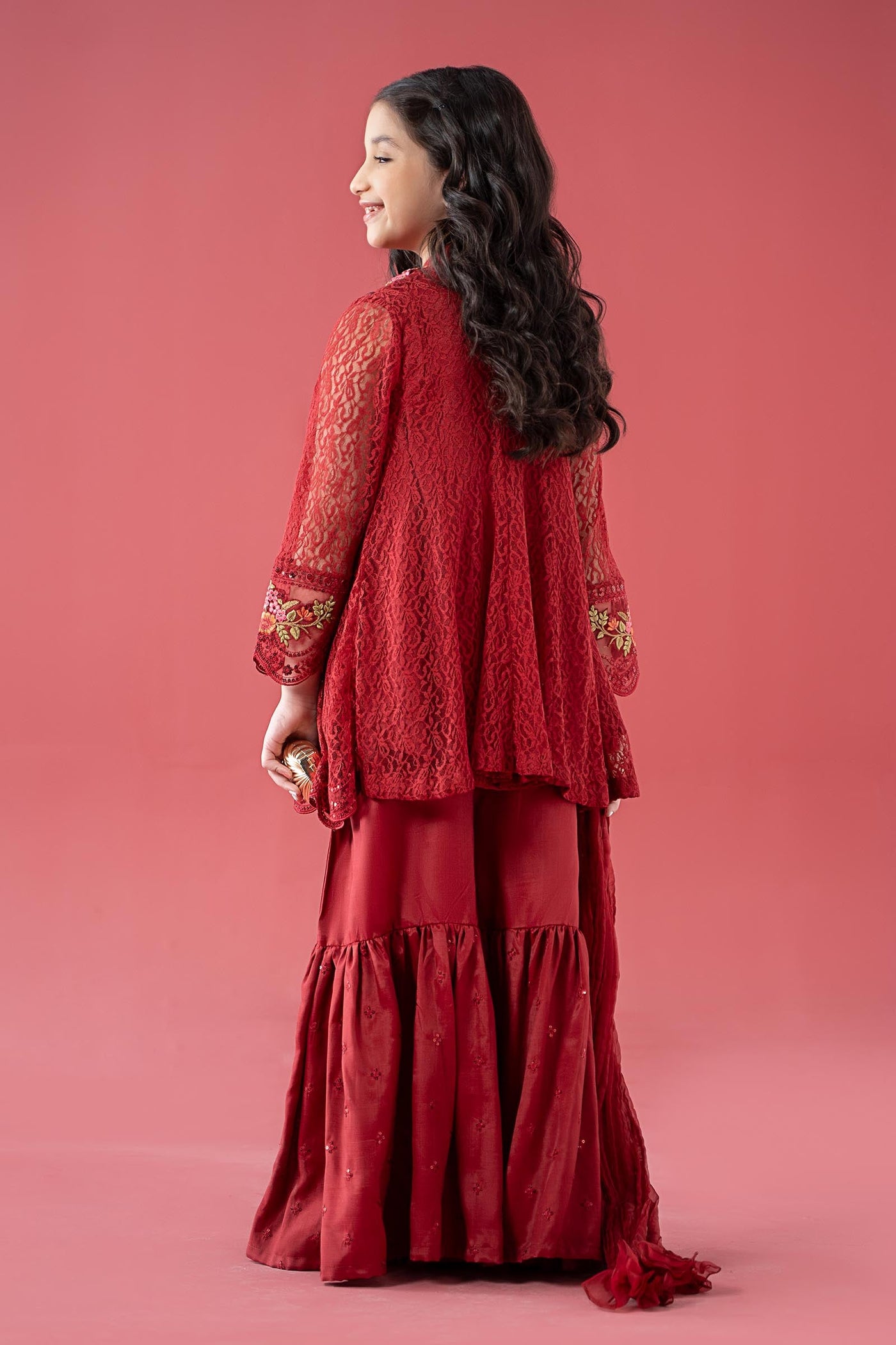 3 Piece Embroidered Chantelle Suit | MKS-EA25-45