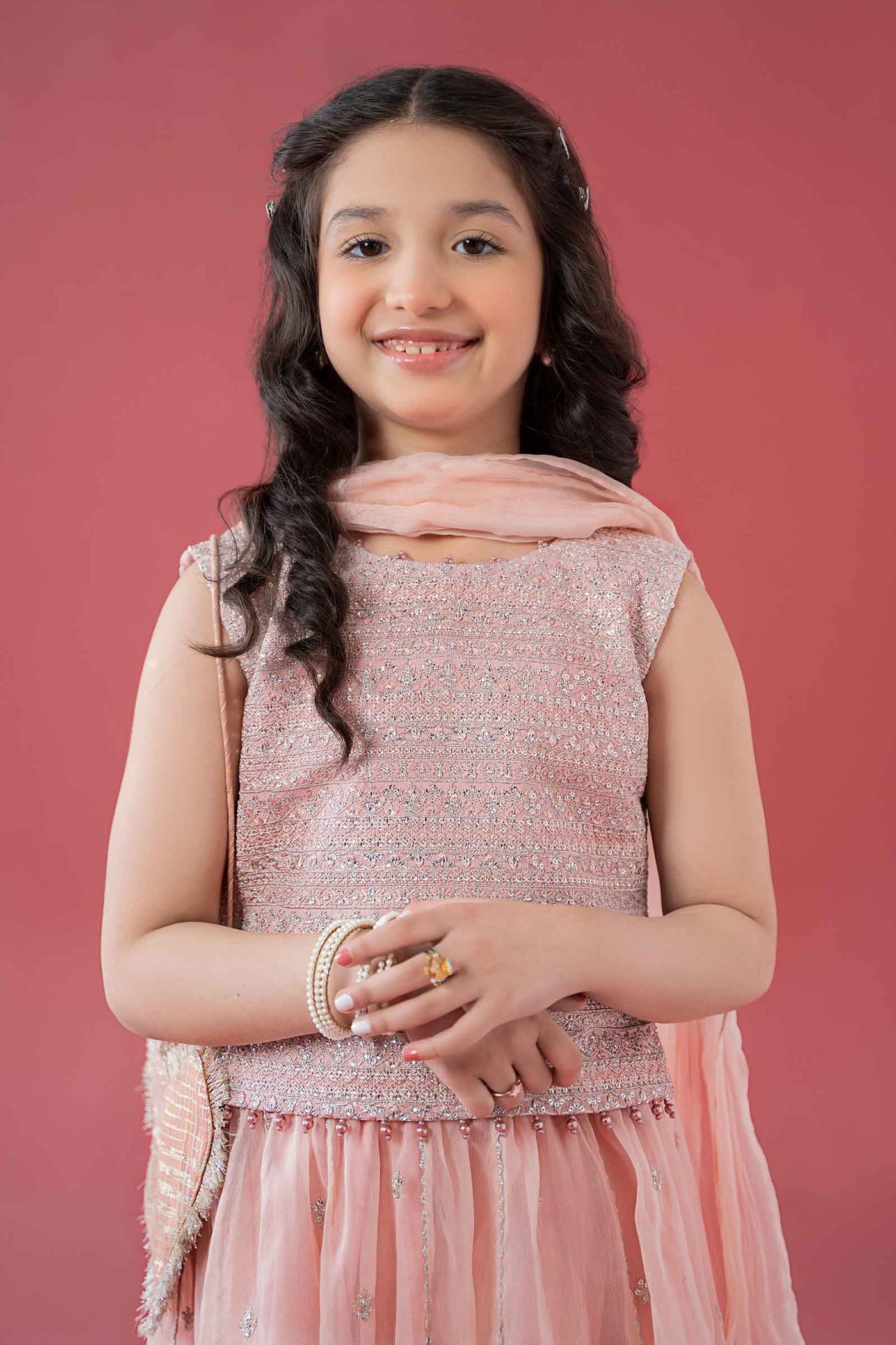 3 Piece Embroidered Raw Silk Suit