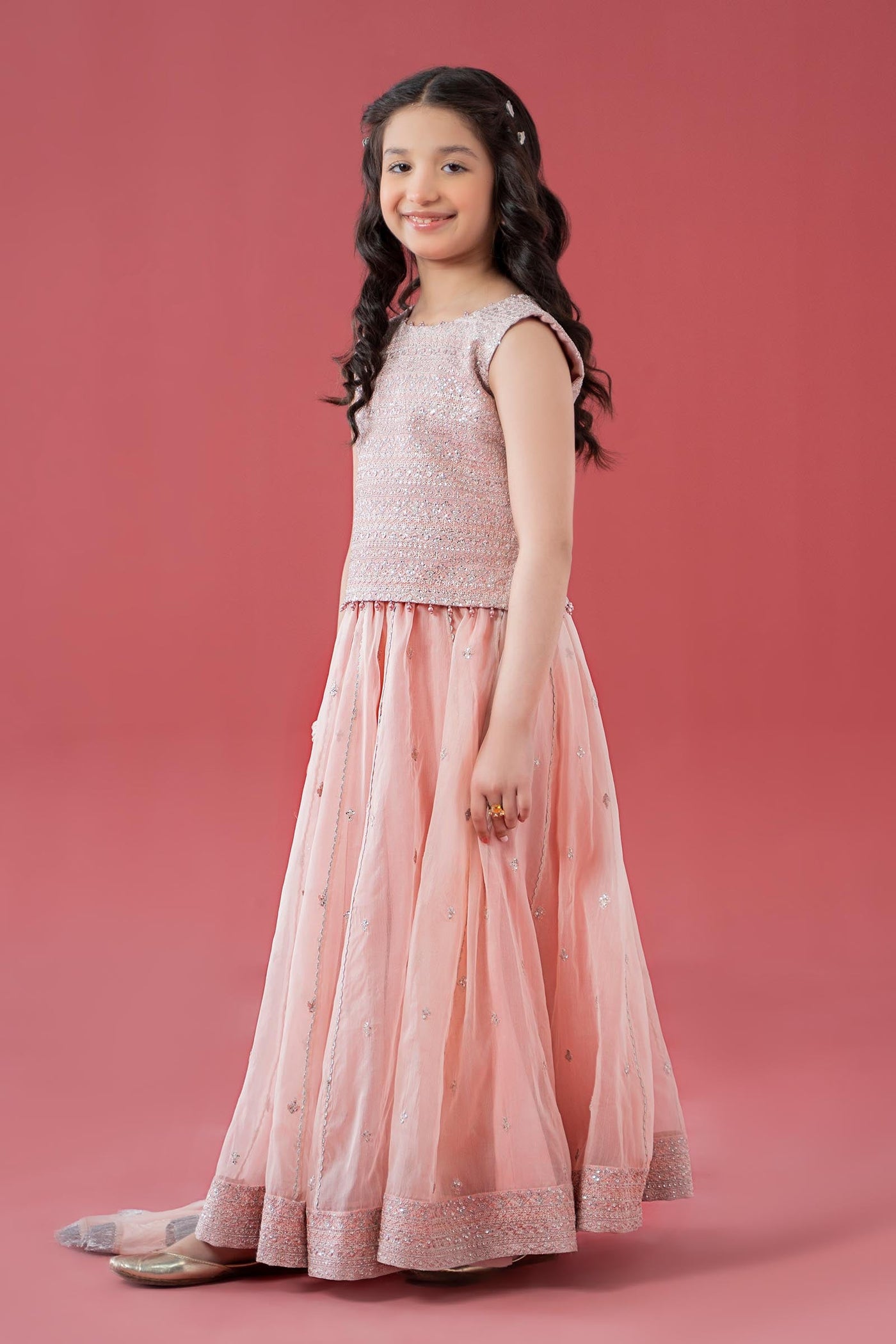 3 Piece Embroidered Raw Silk Suit