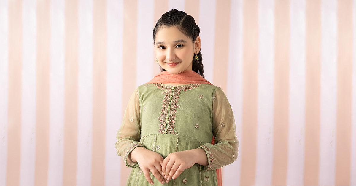 3 Piece Embroidered Polyester Net Suit