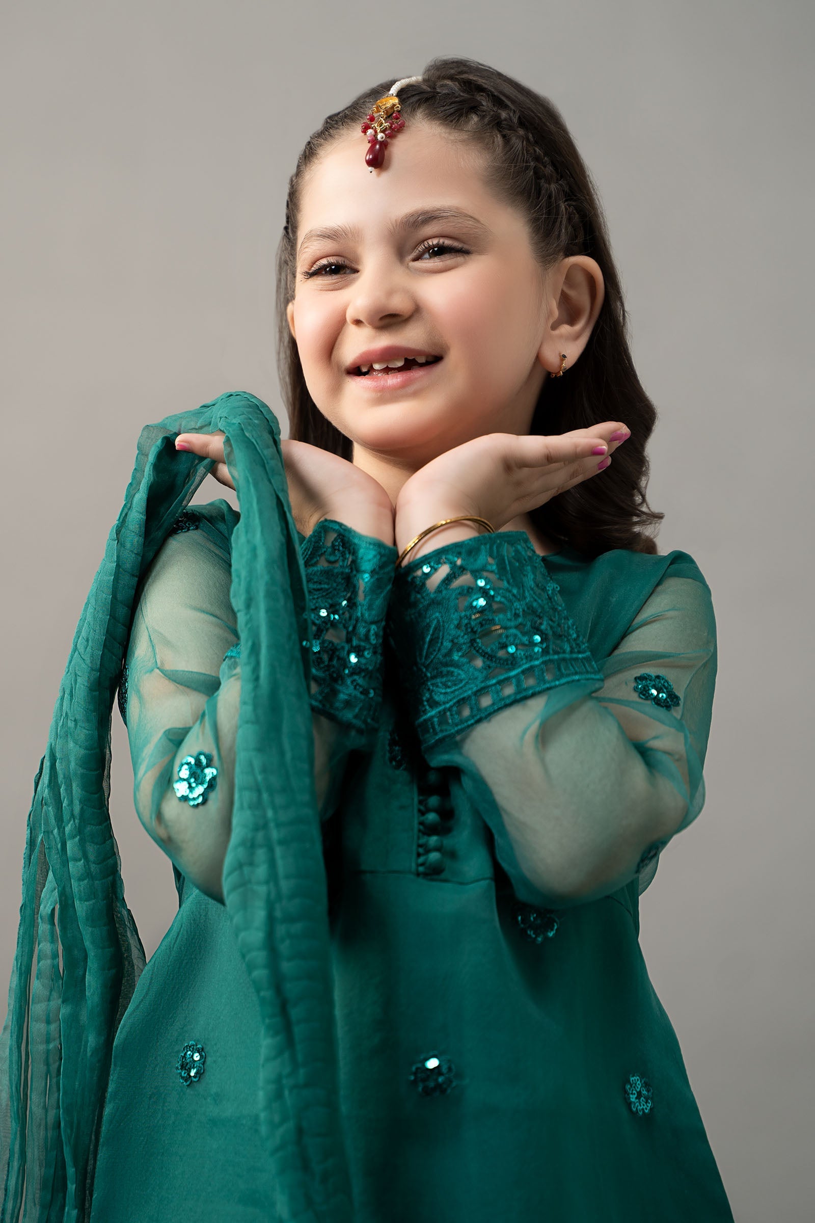 3 Piece Embroidered Organza Suit