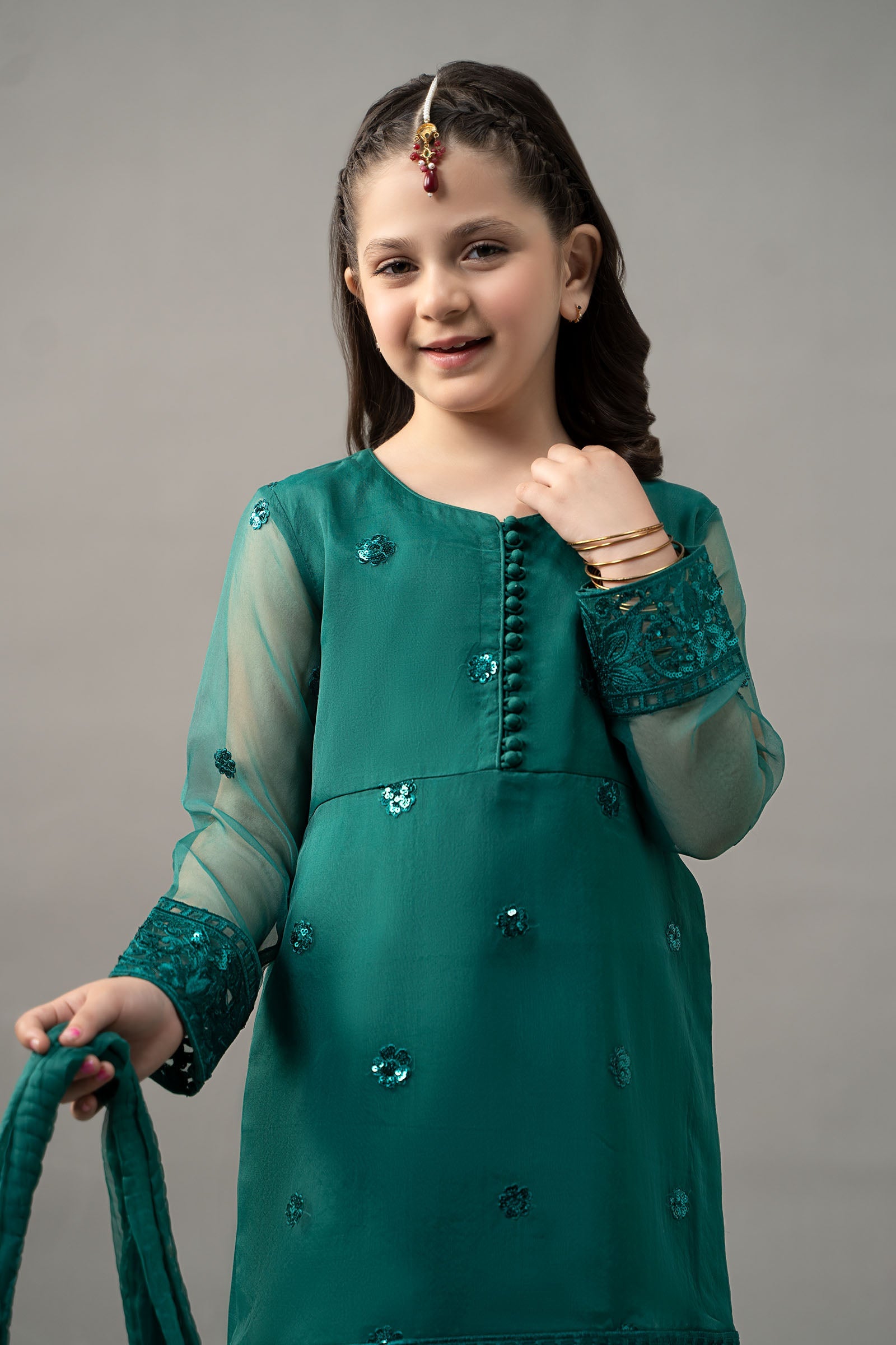 3 Piece Embroidered Organza Suit