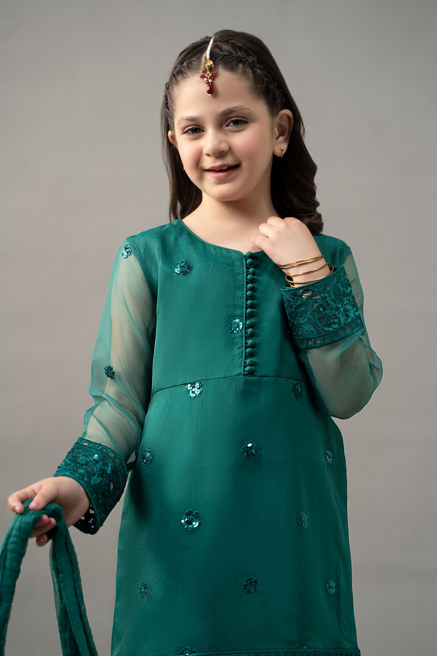 3 Piece Embroidered Organza Suit