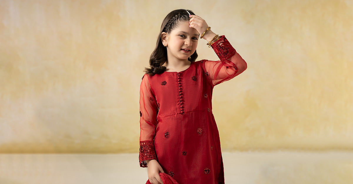 3 Piece Embroidered Organza Suit