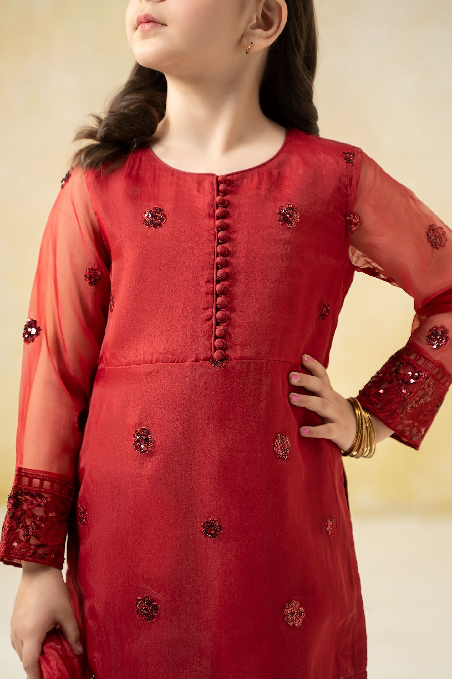 3 Piece Embroidered Organza Suit
