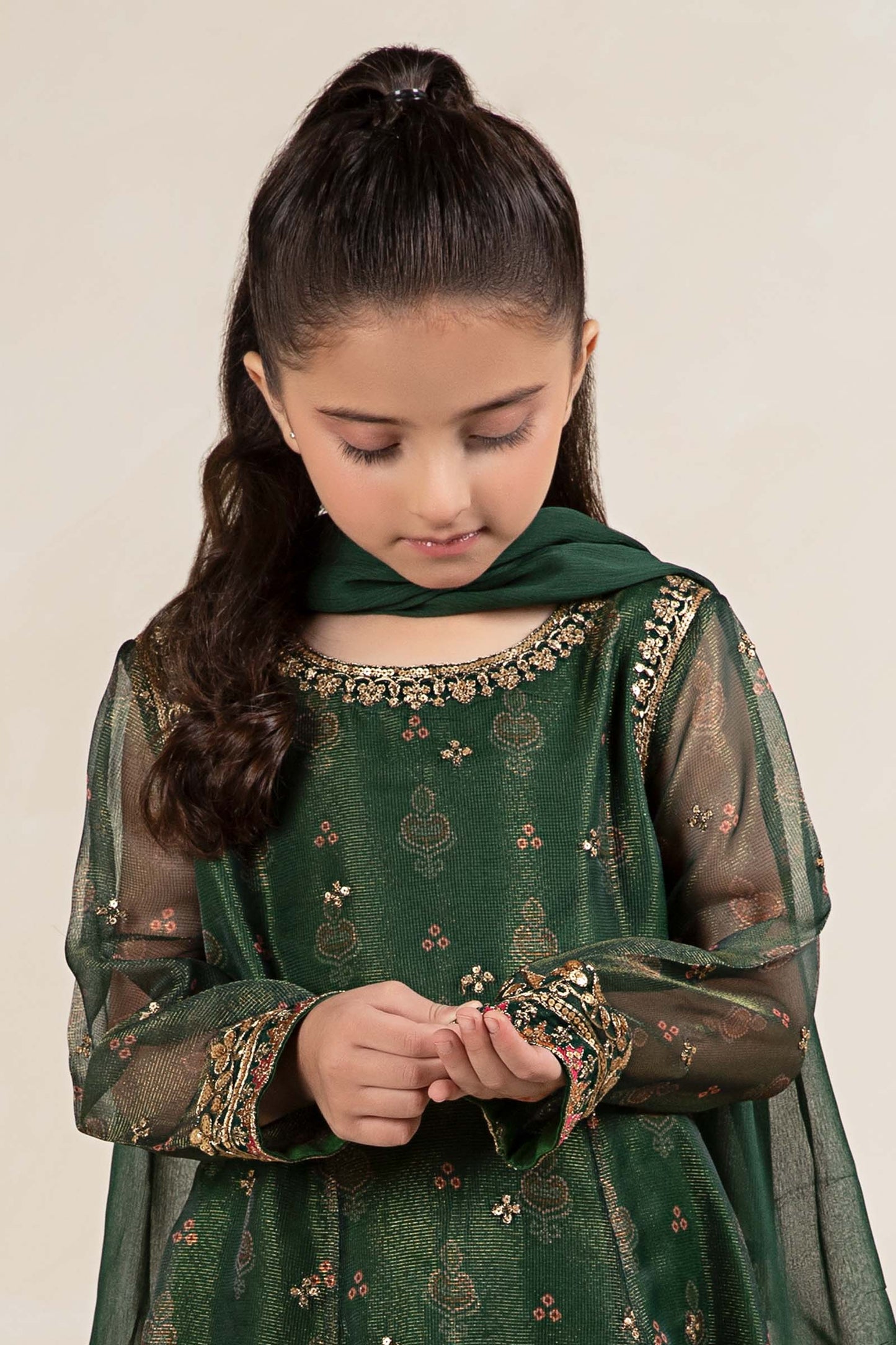 3 Piece Embroidered Cotton Net Suit