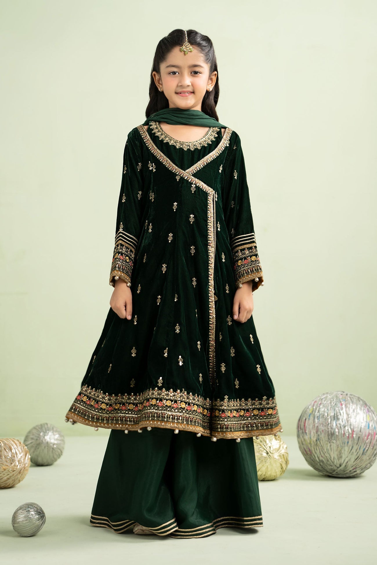 3 Piece Embroidered Velvet Suit