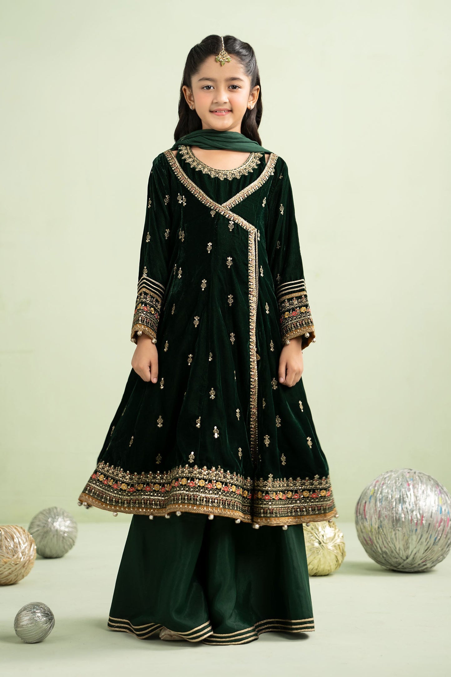 3 Piece Embroidered Velvet Suit