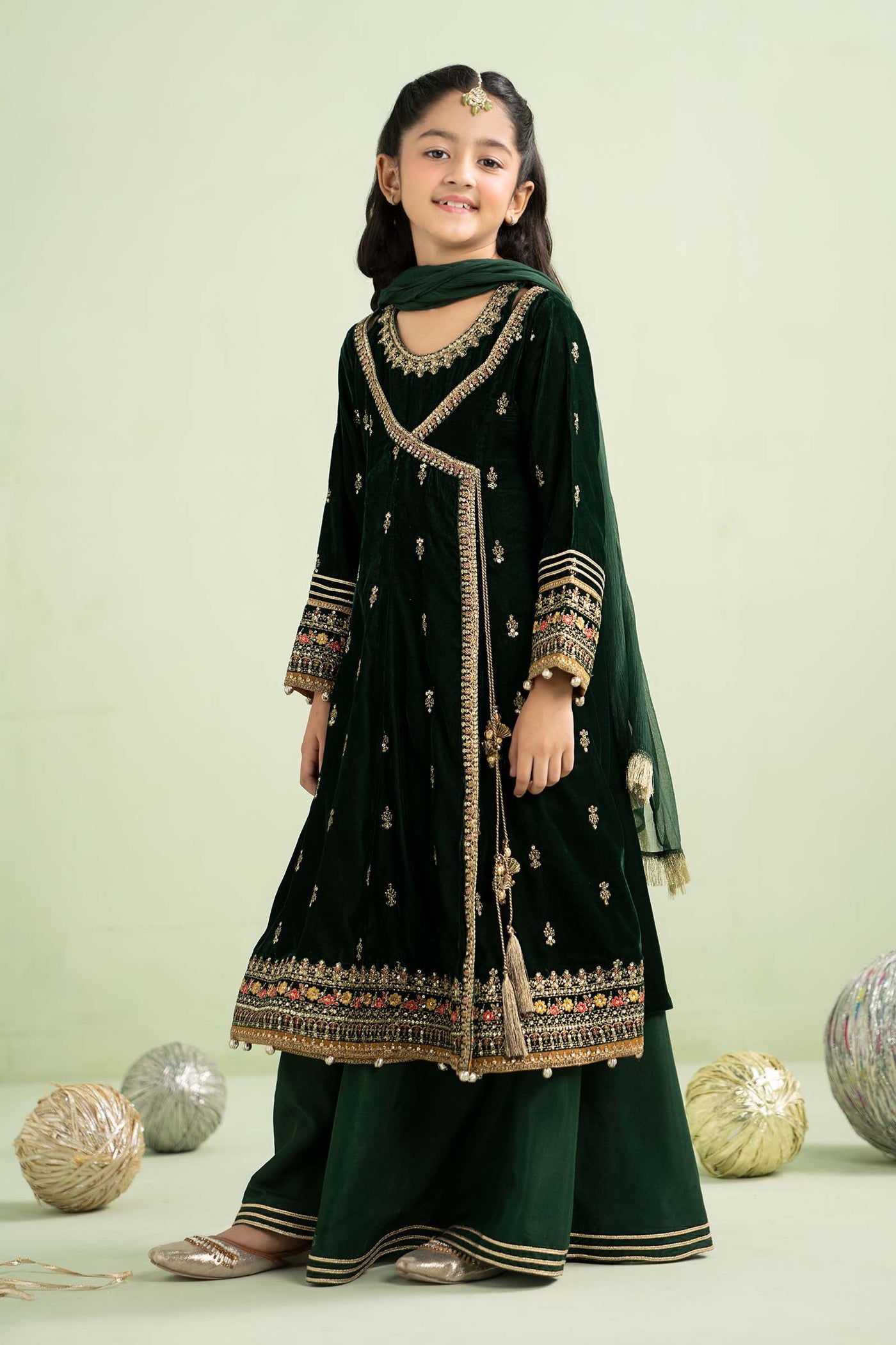 3 Piece Embroidered Velvet Suit