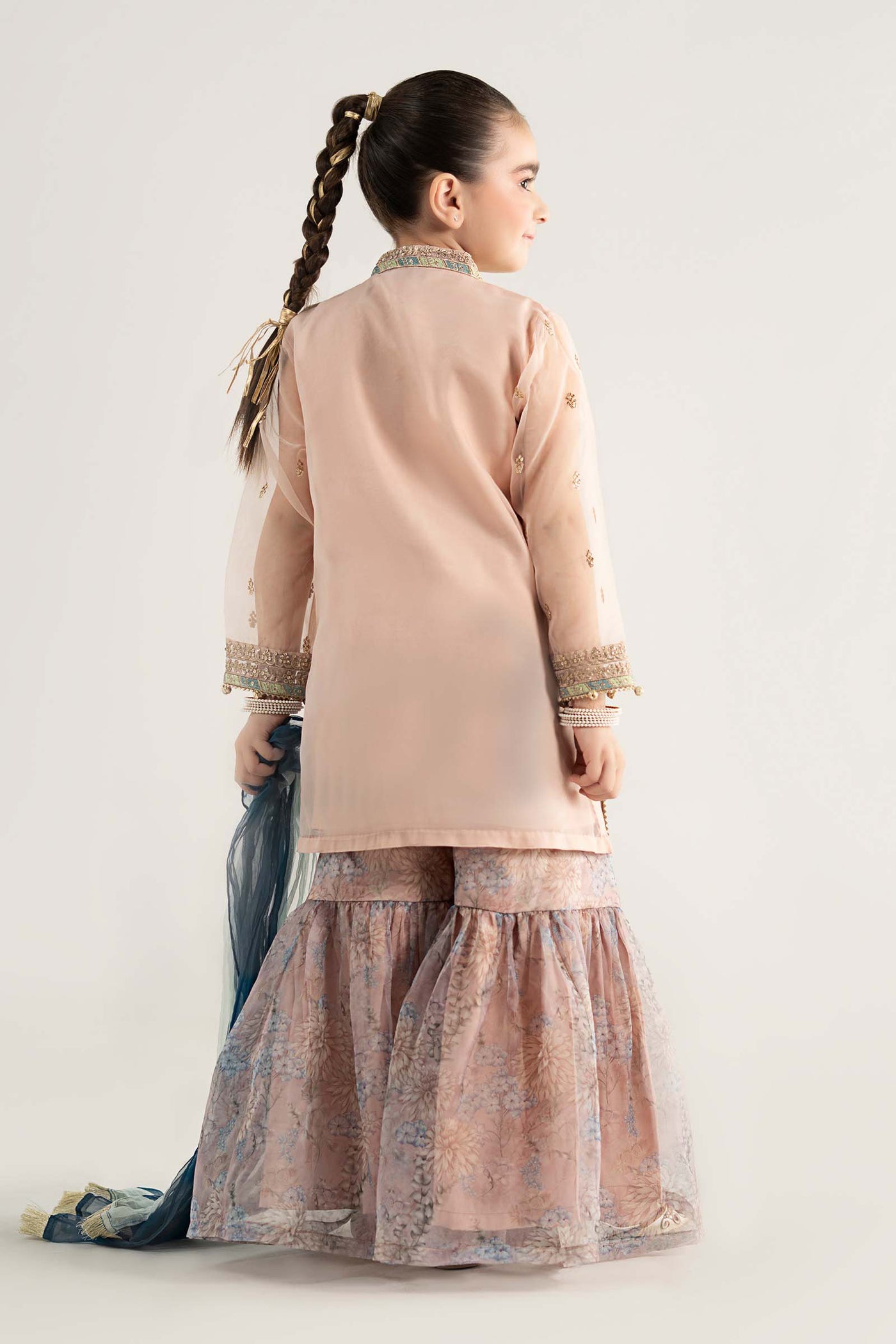 3 Piece Embroidered Poly Organza Suit | MKS-EA25-43