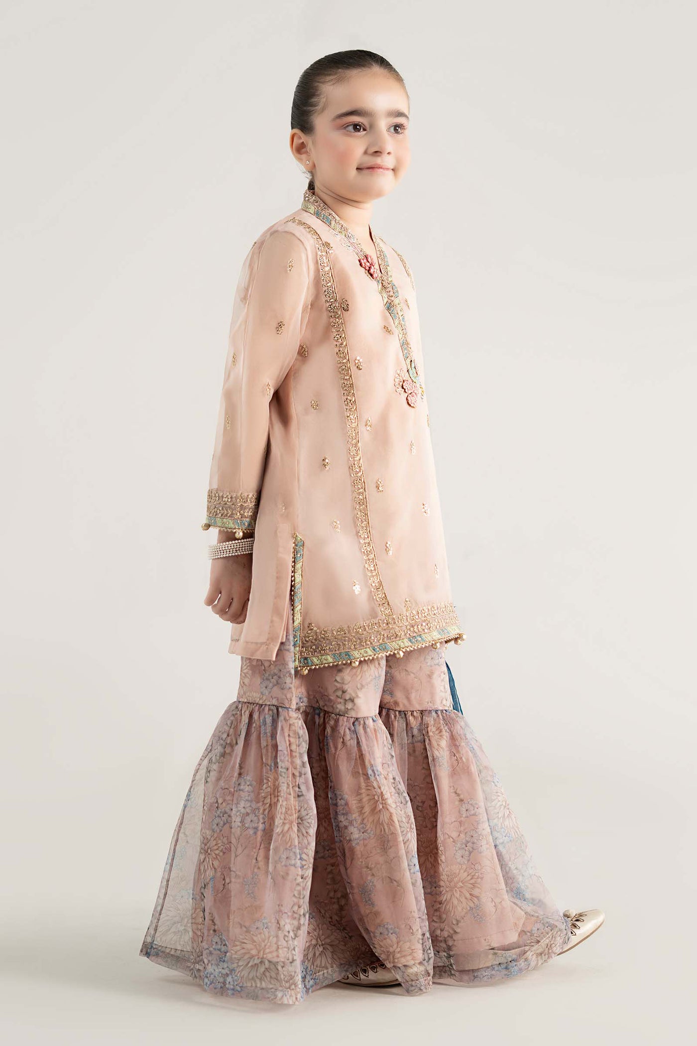 3 Piece Embroidered Poly Organza Suit | MKS-EA25-43