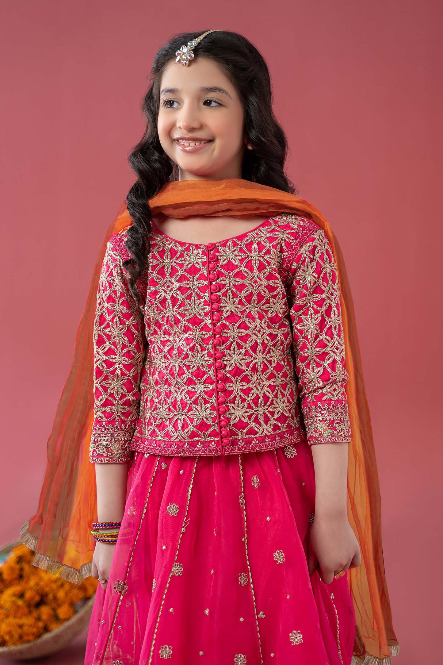 3 Piece Embroidered Poly Organza Suit