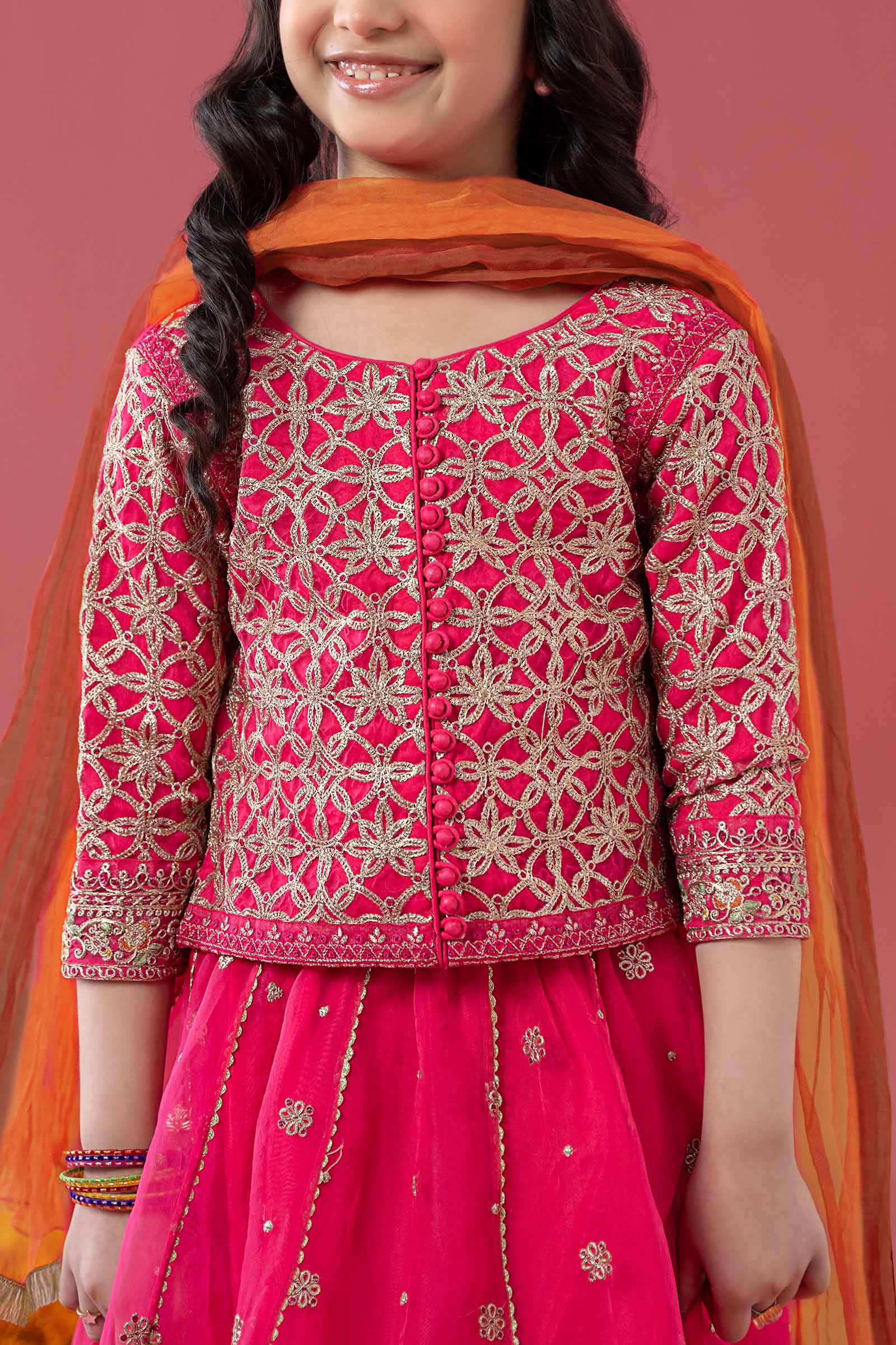 3 Piece Embroidered Poly Organza Suit