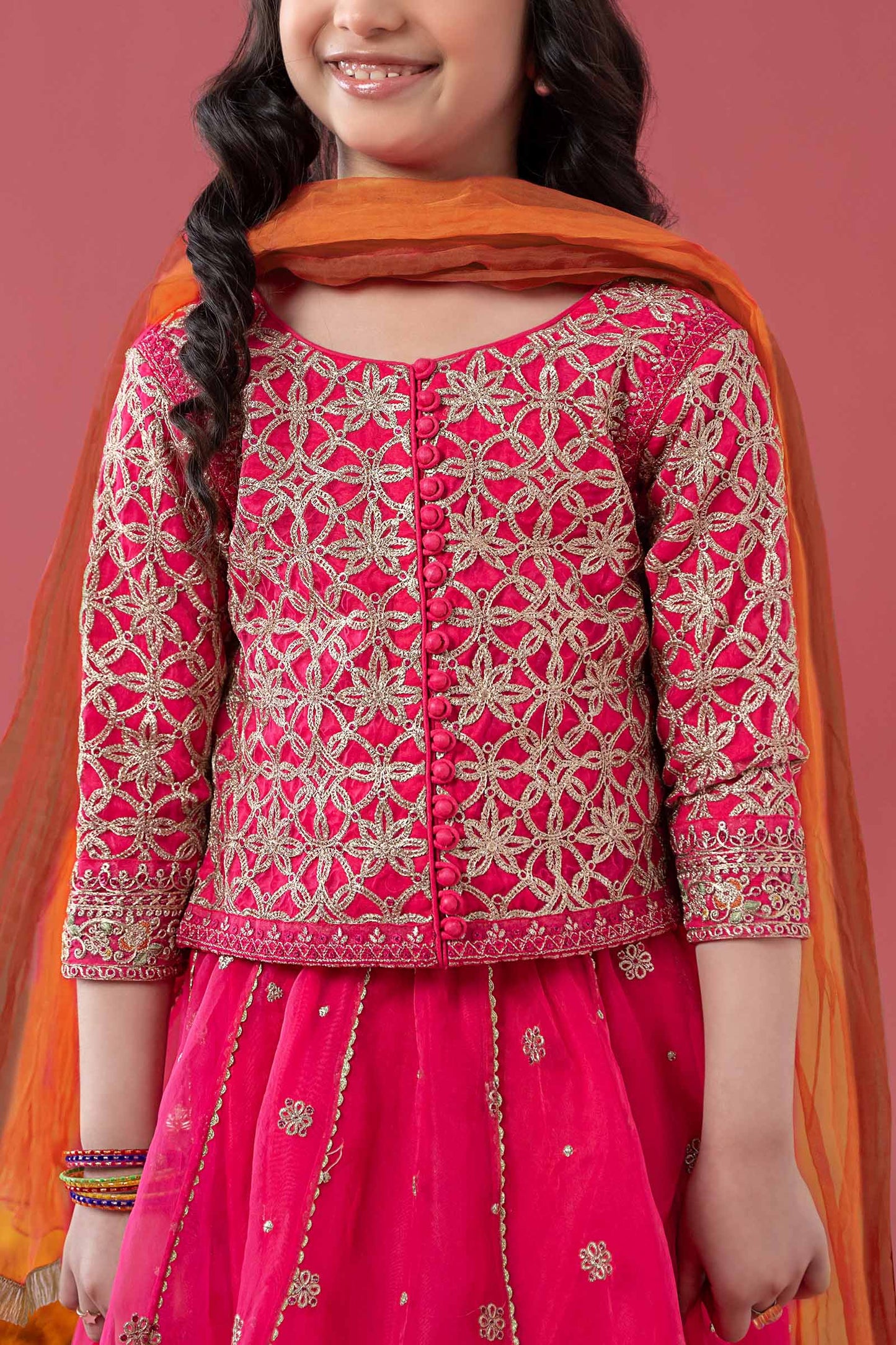 3 Piece Embroidered Poly Organza Suit