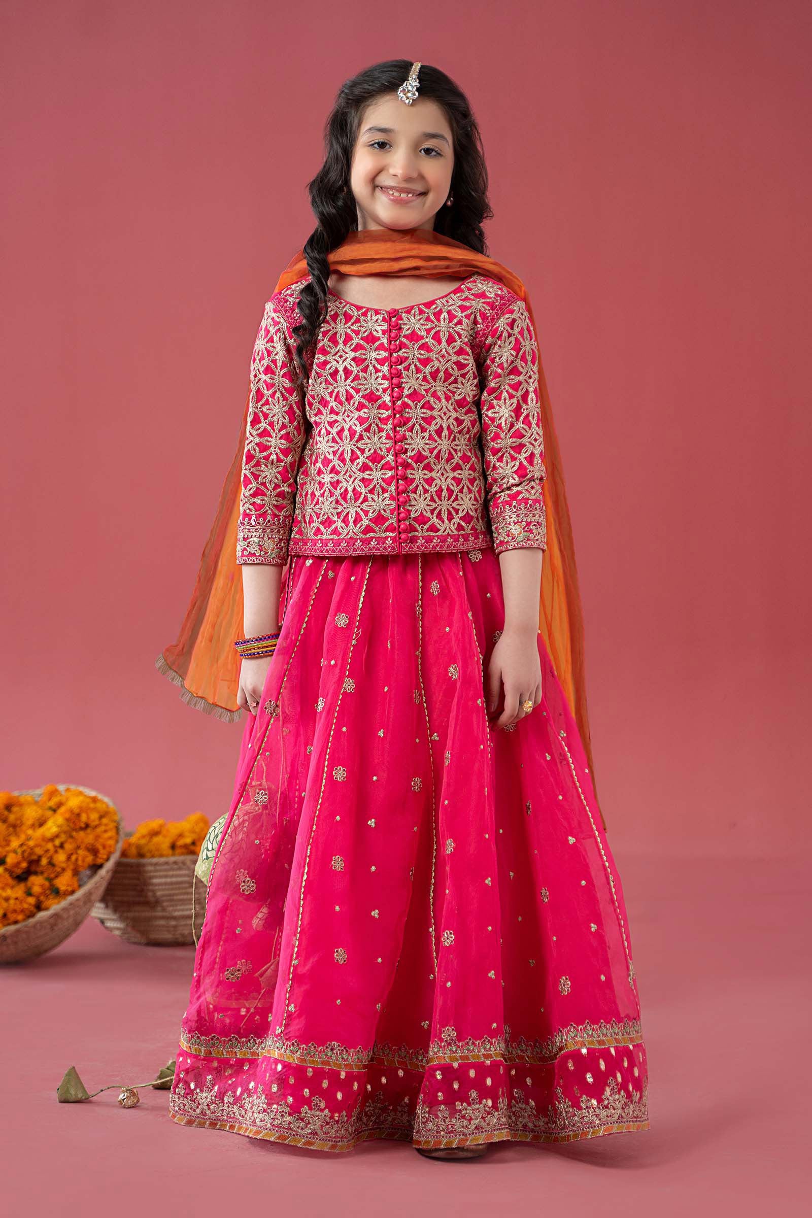 3 Piece Embroidered Poly Organza Suit