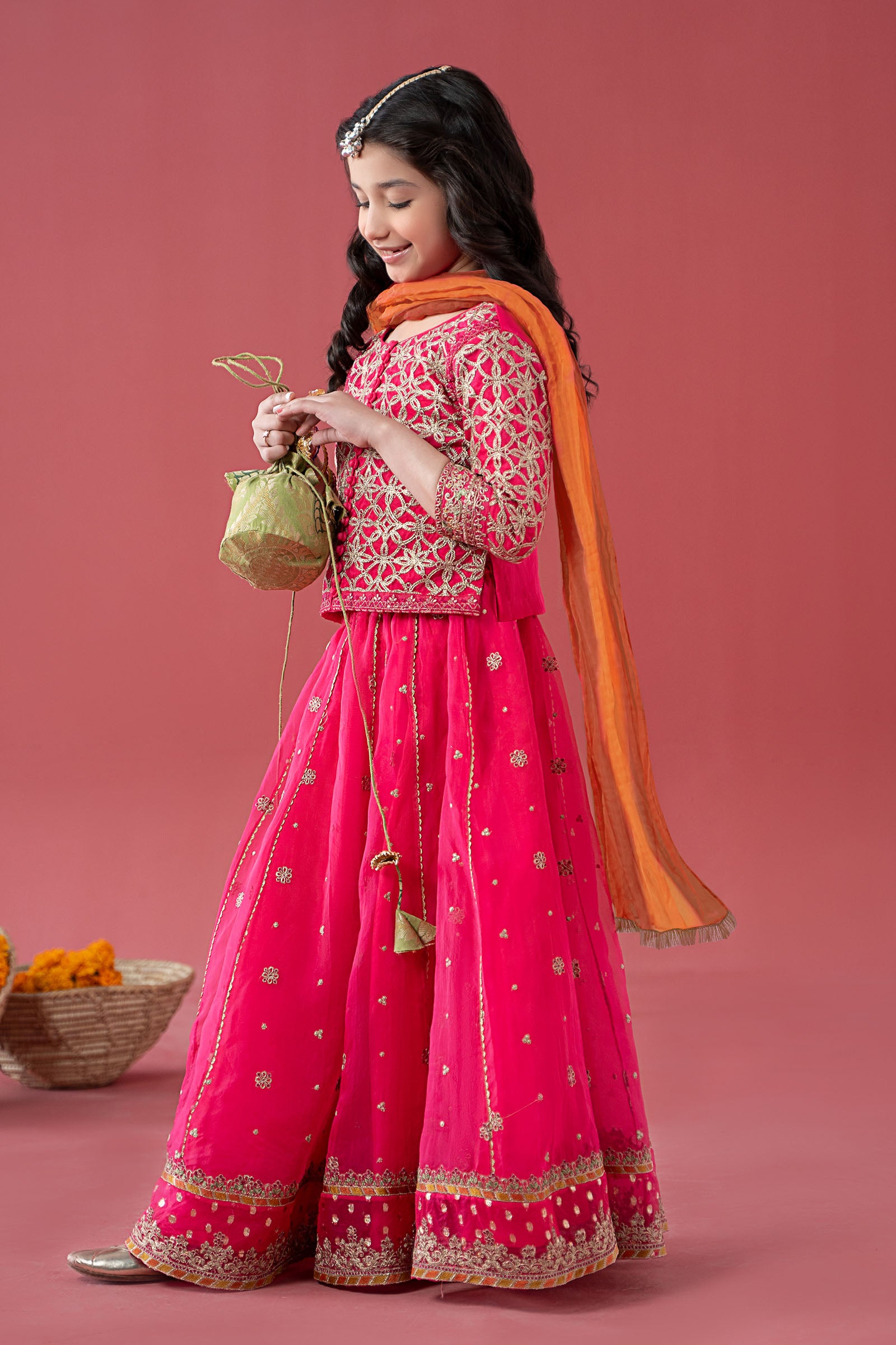 3 Piece Embroidered Poly Organza Suit